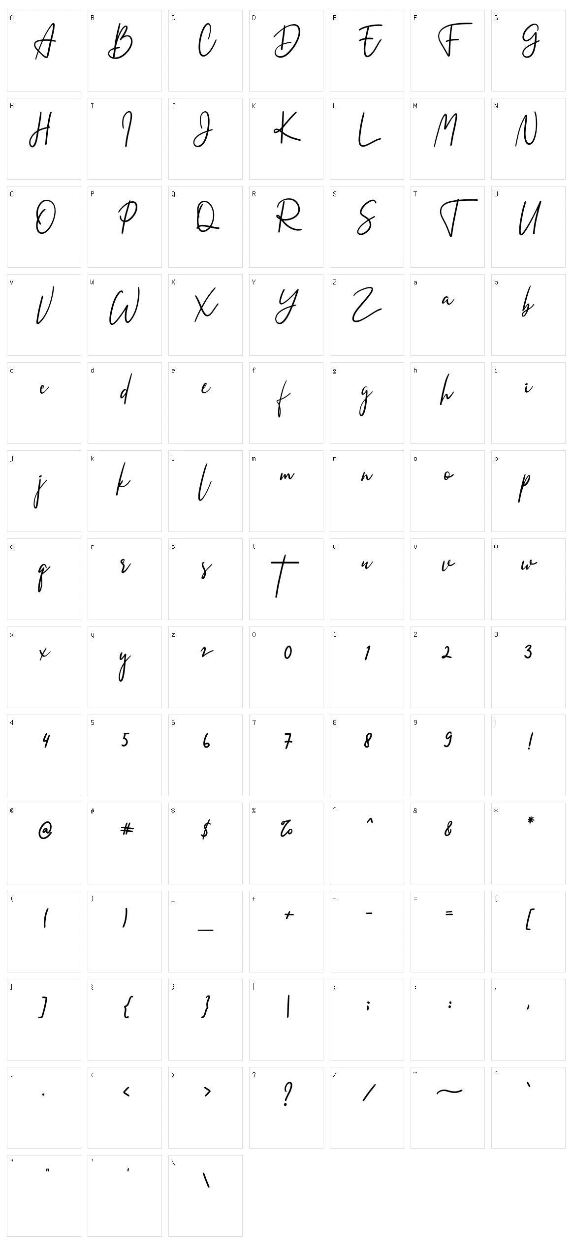 Zalitta Character Set