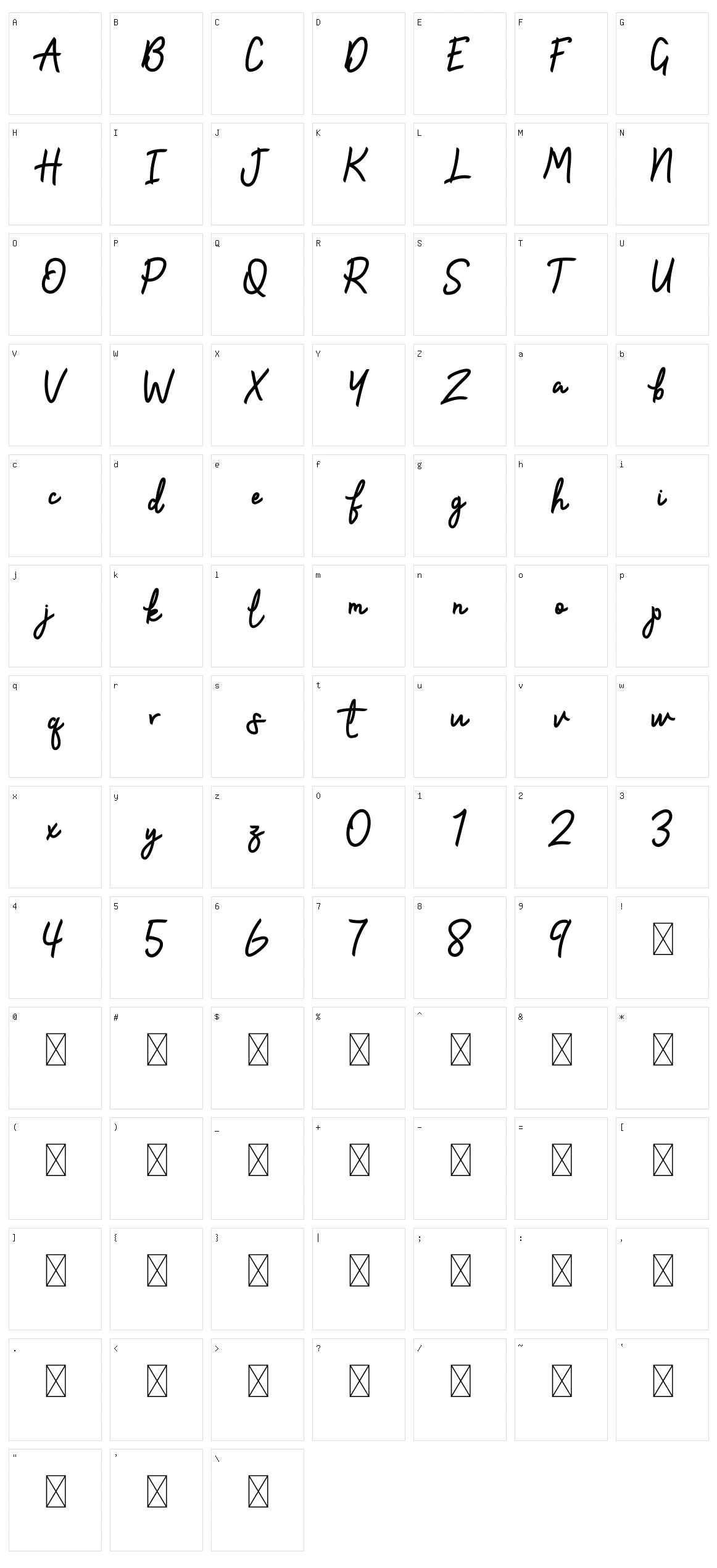 Zallia Character Set