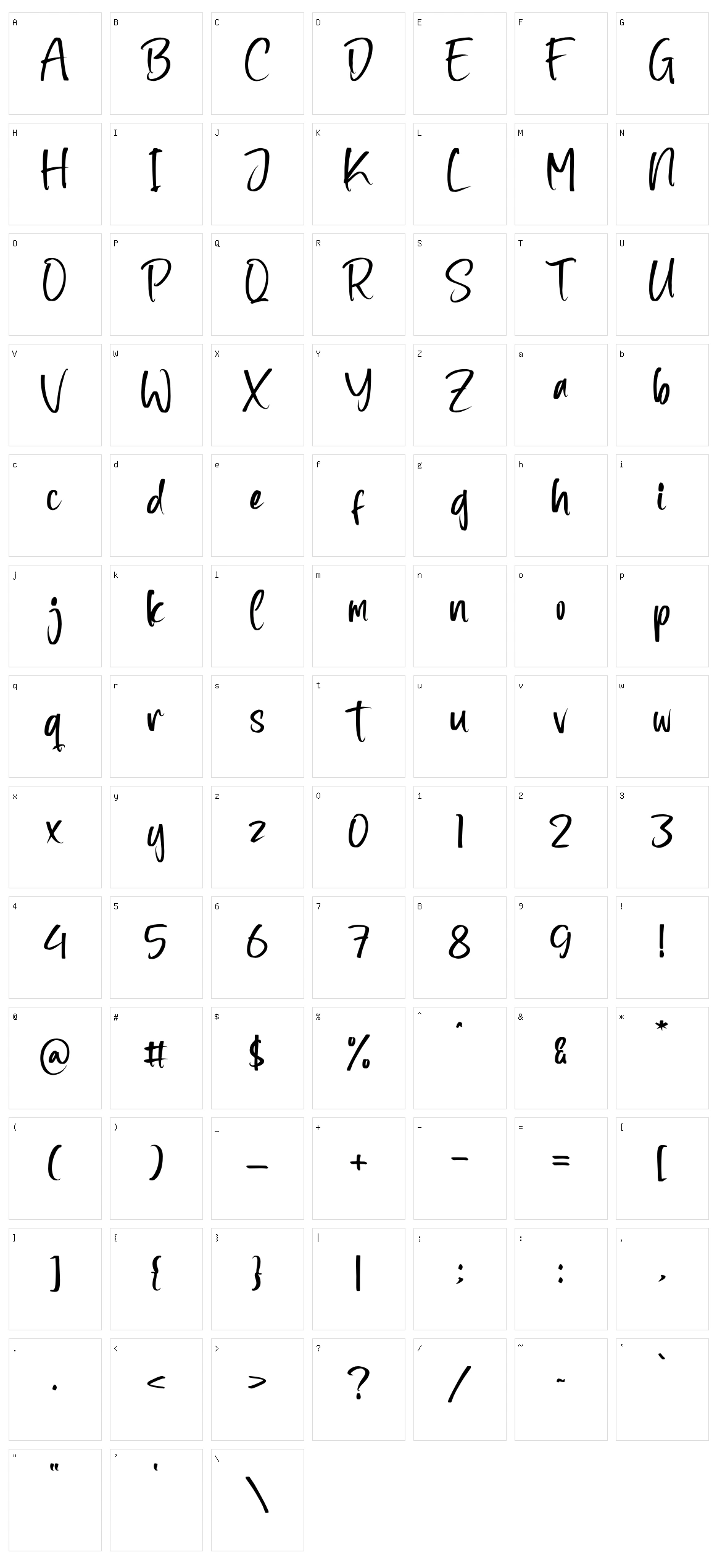 Zamora Character Set