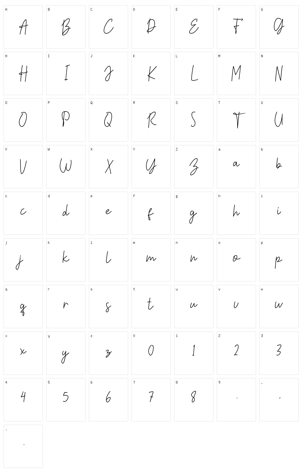 Zaneshia Character Set