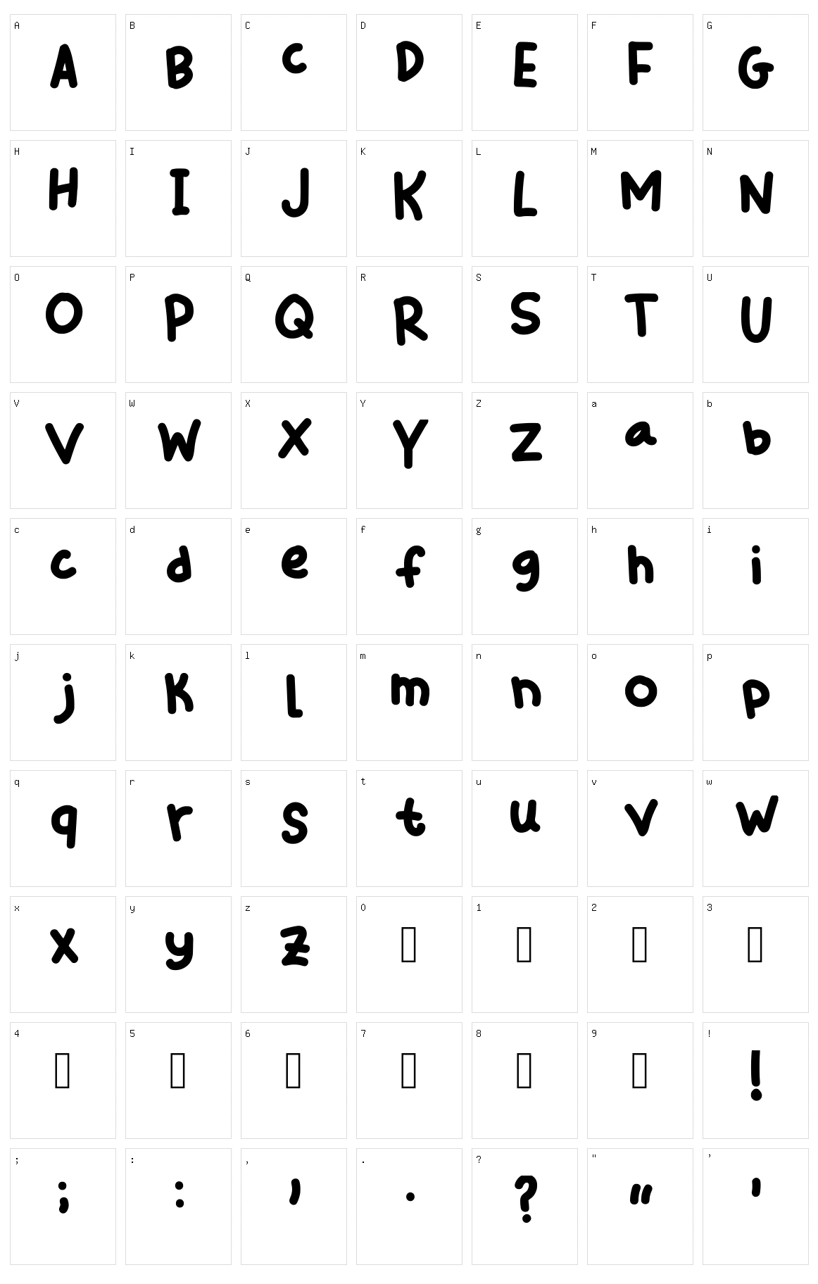 Zara Thustra Character Set