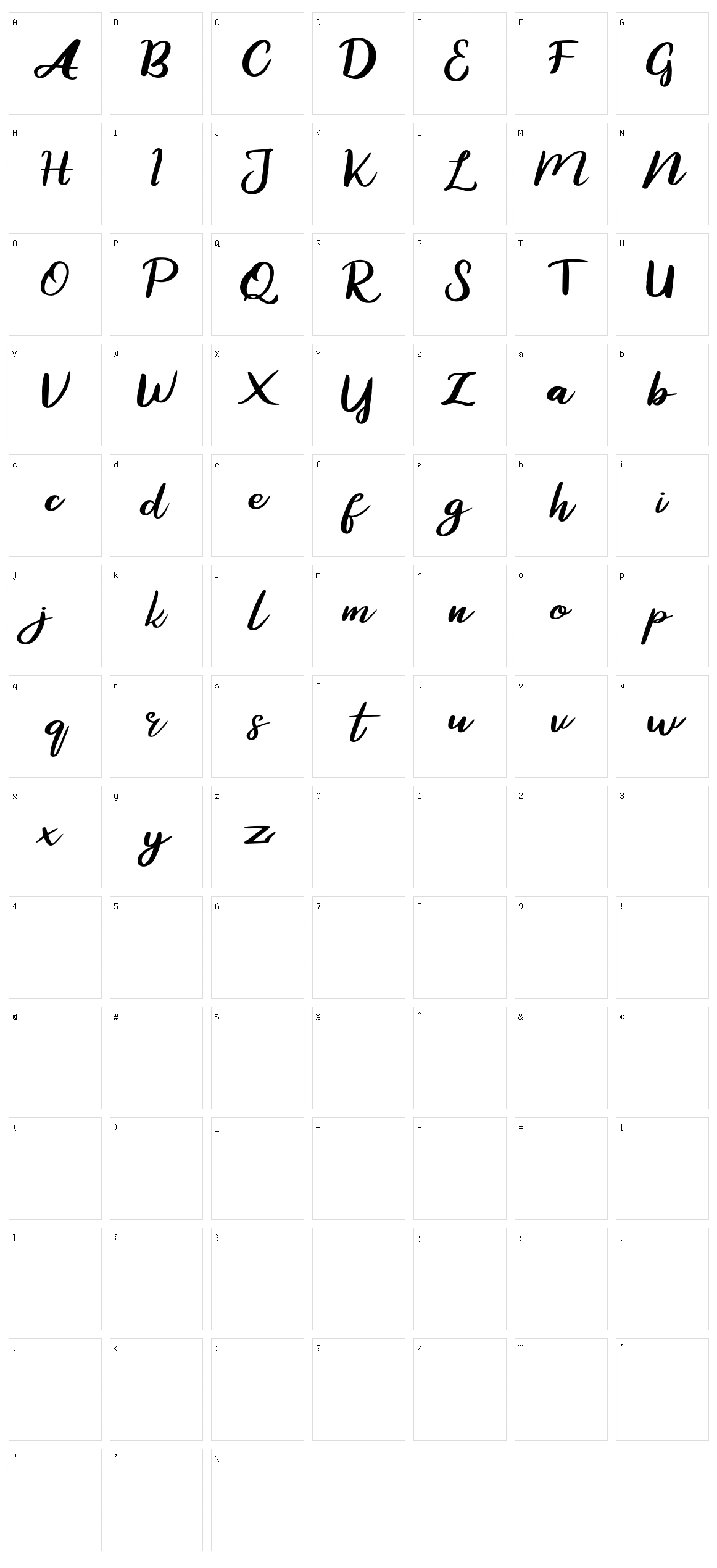 Zaskia Character Set