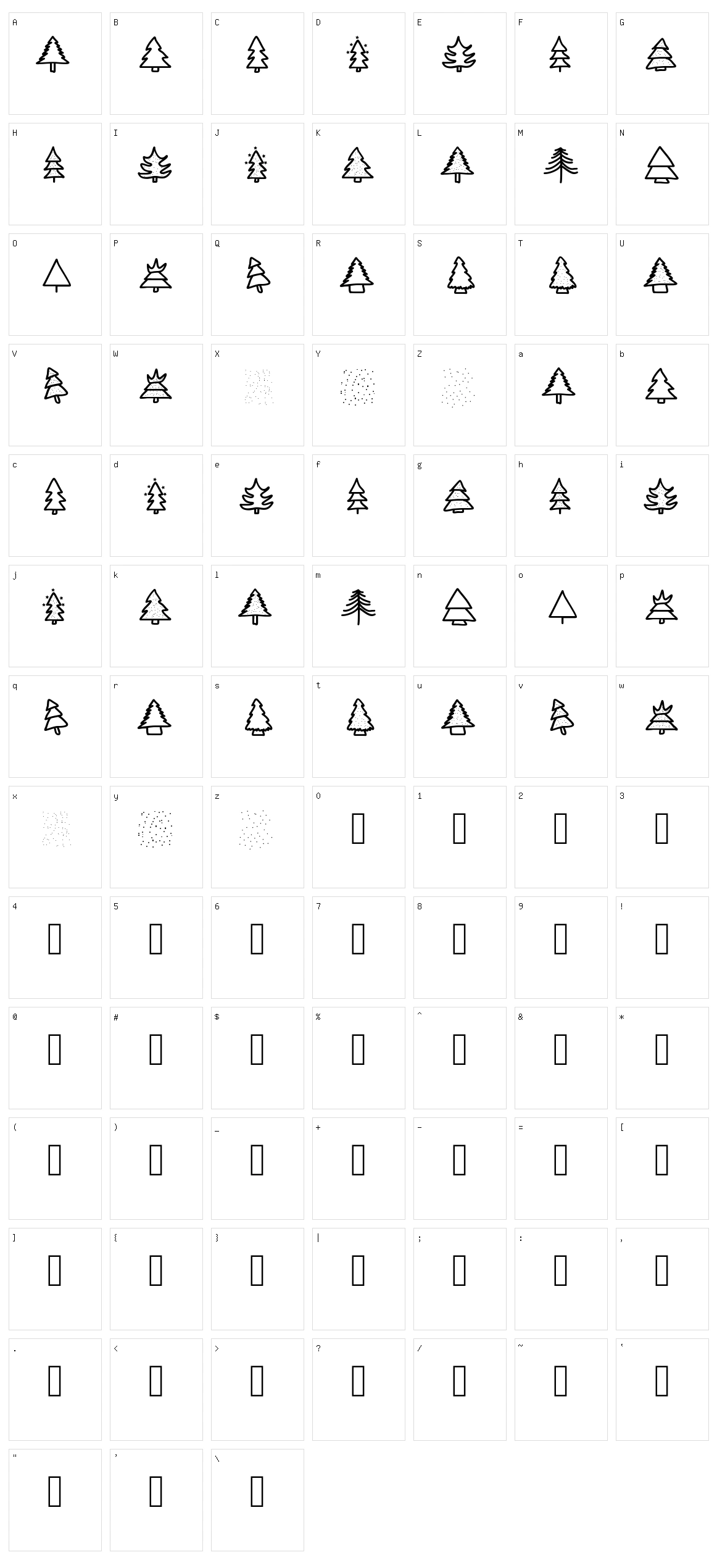 Christmas Trees Character Set