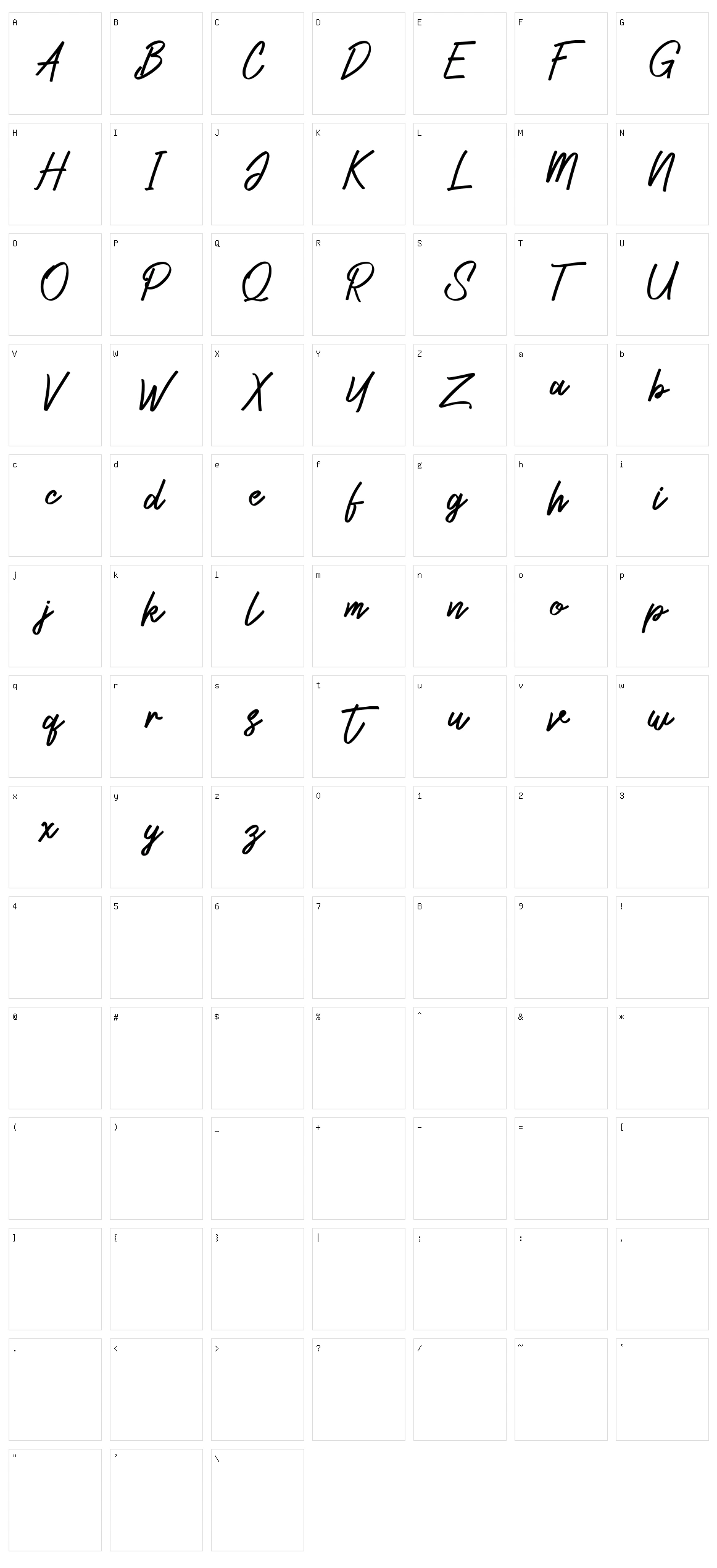 Zeuty Script Character Set