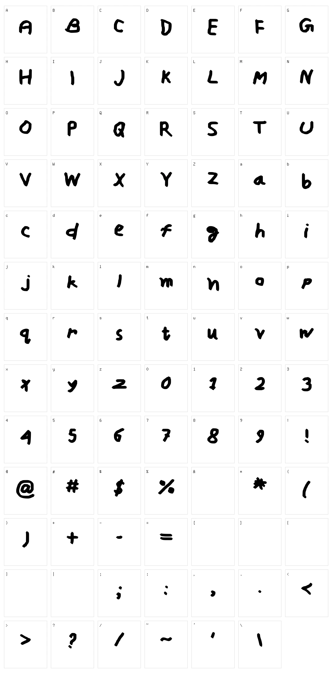 Zia HW Character Set