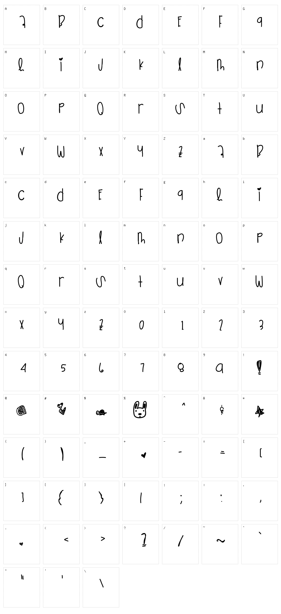 Zipper Heart Character Set