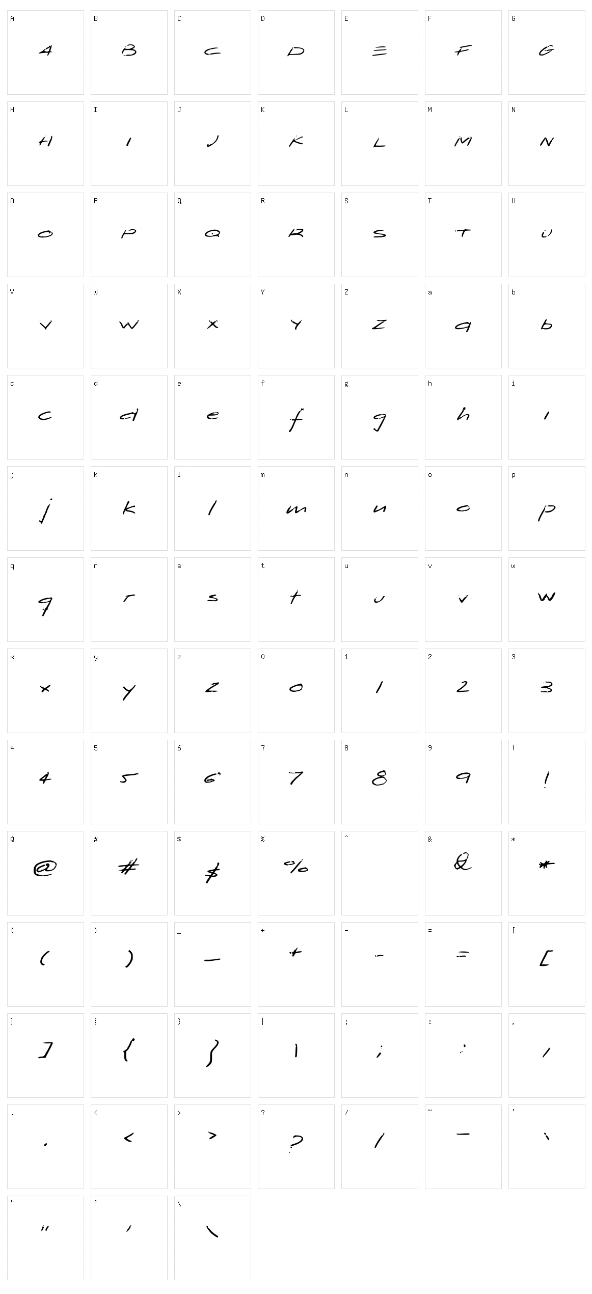 Zrylux Character Set