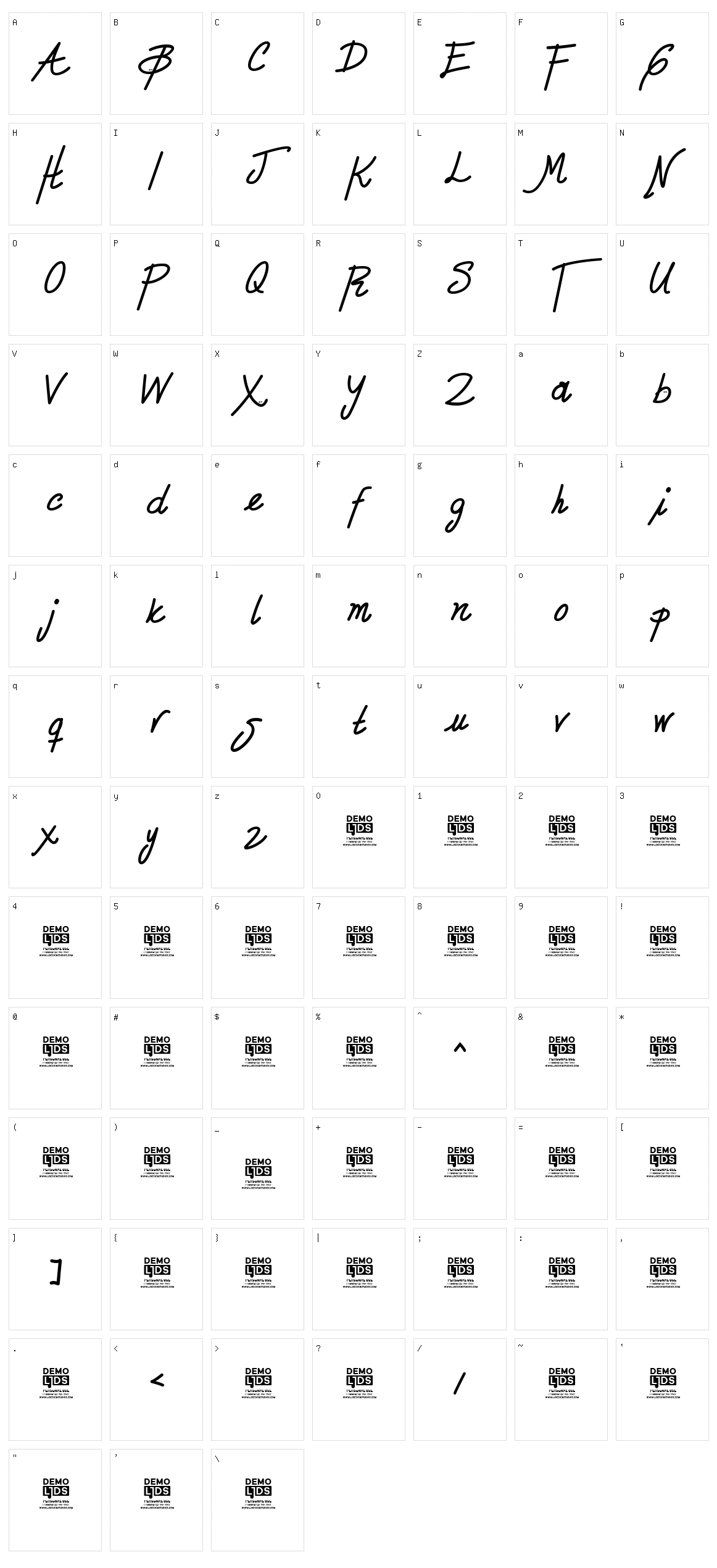 Zule Script Character Set
