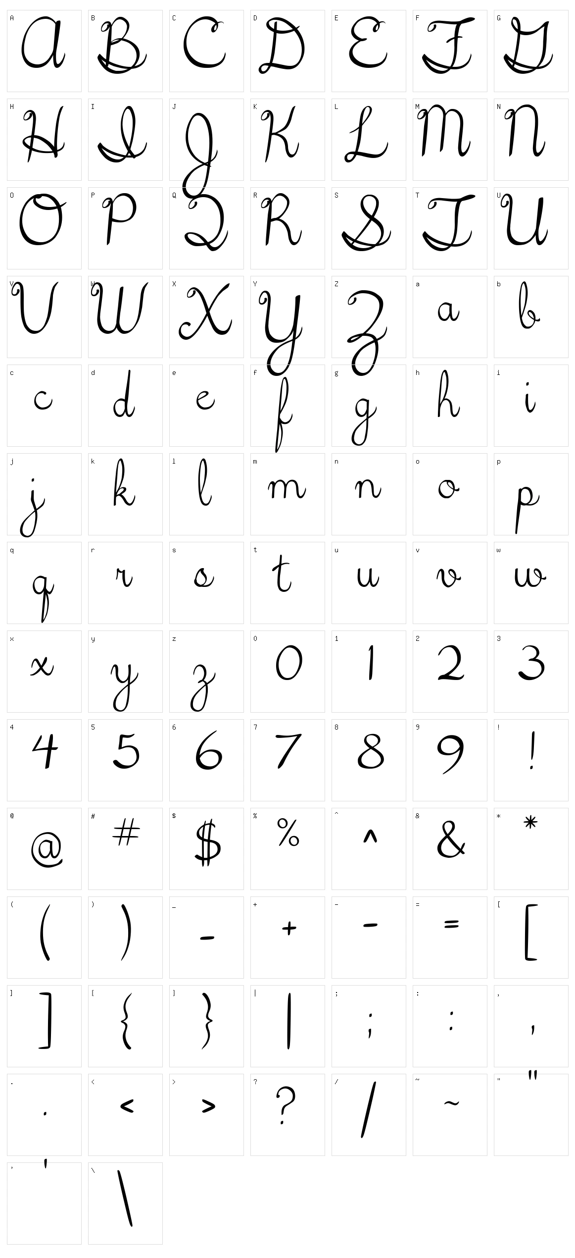 5th Grade Cursive Character Set