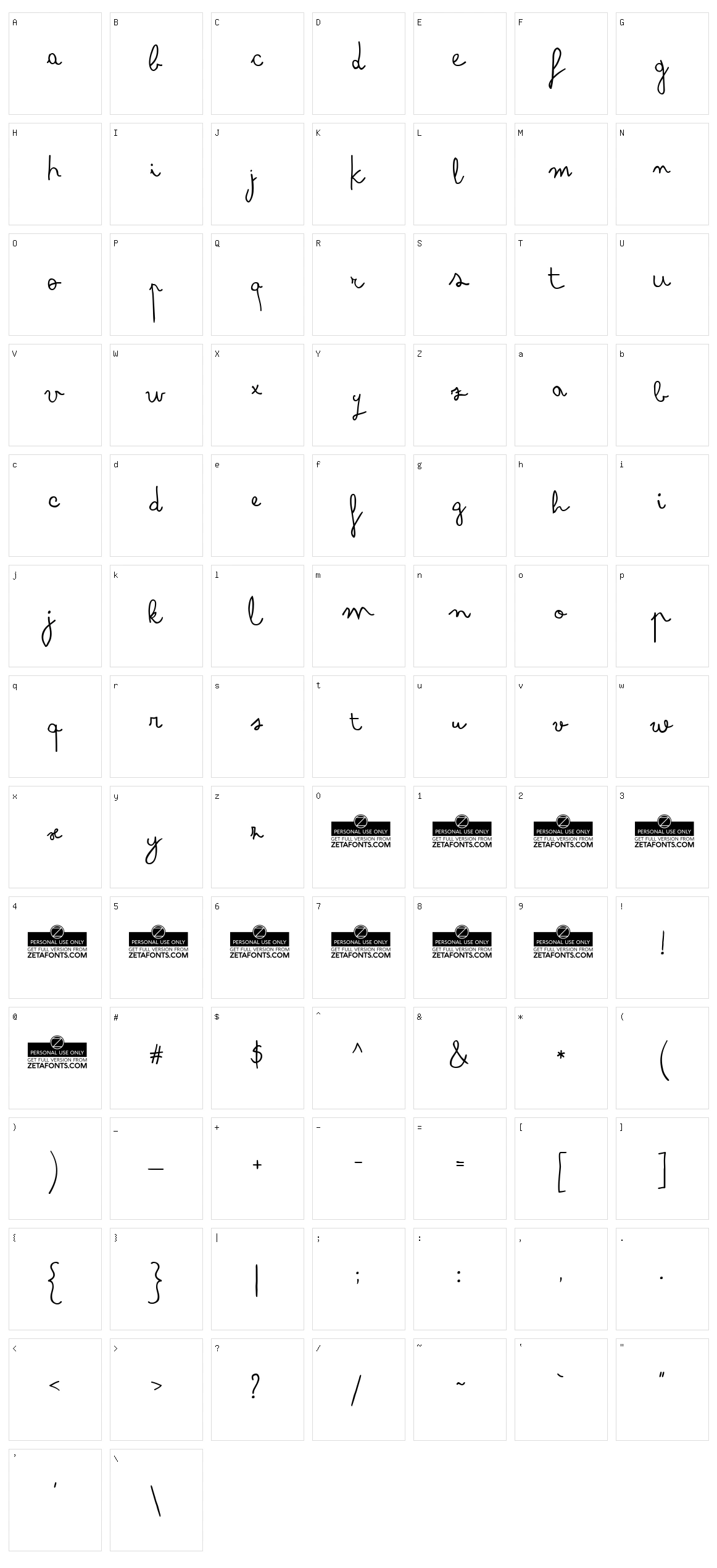 Arsenale White Character Set