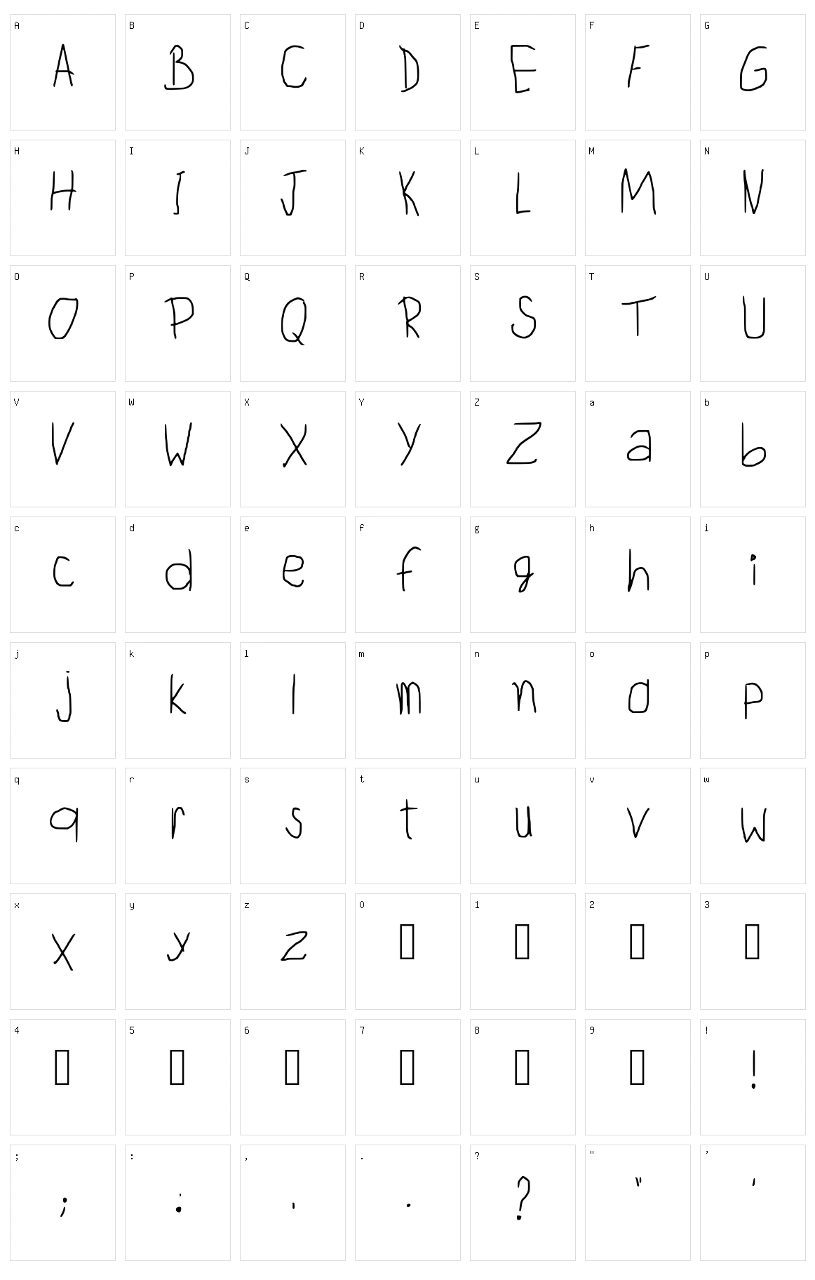 Child Writing Character Set