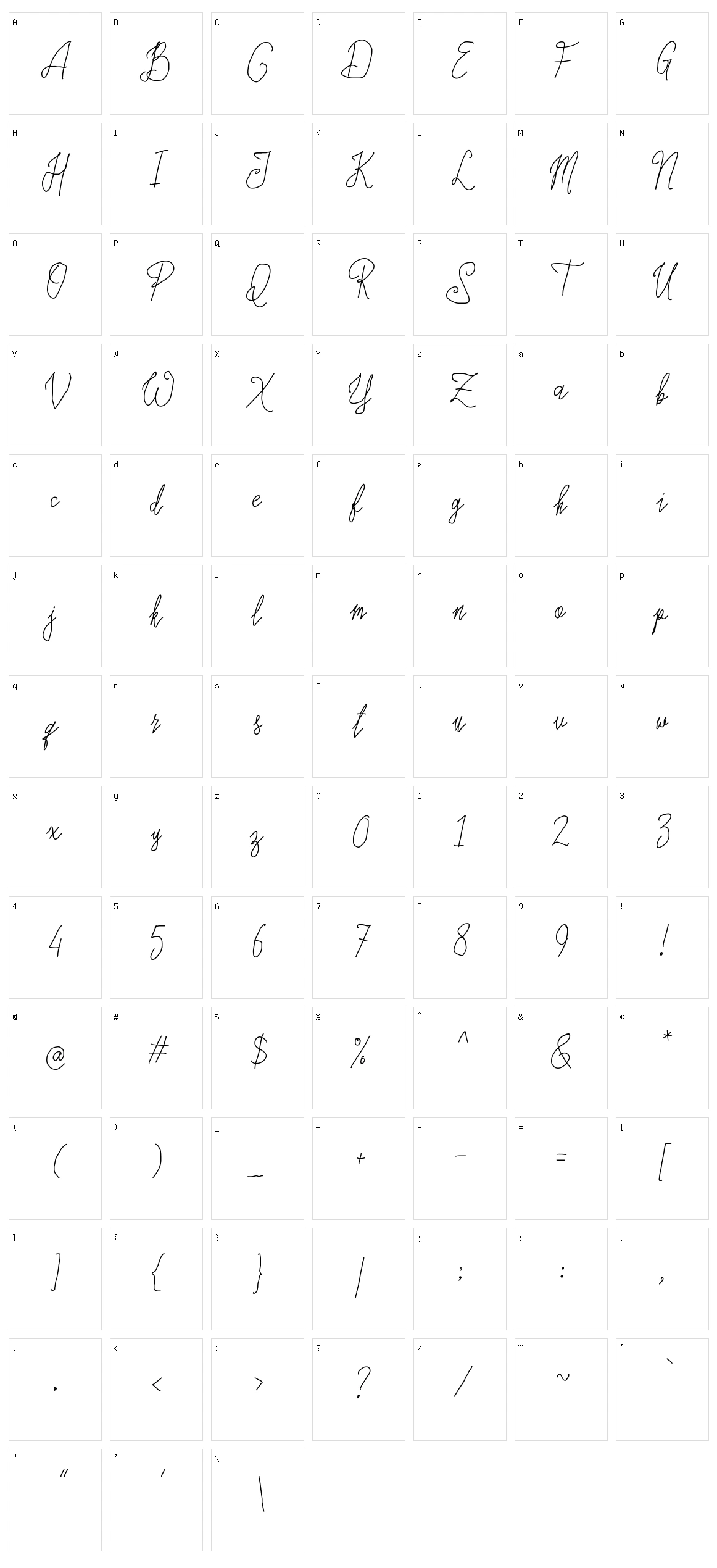 Children Signature Character Set