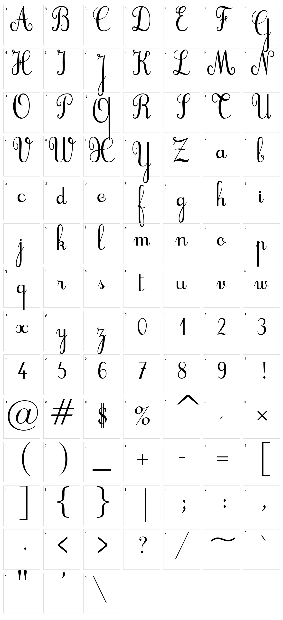 Cursif Character Set