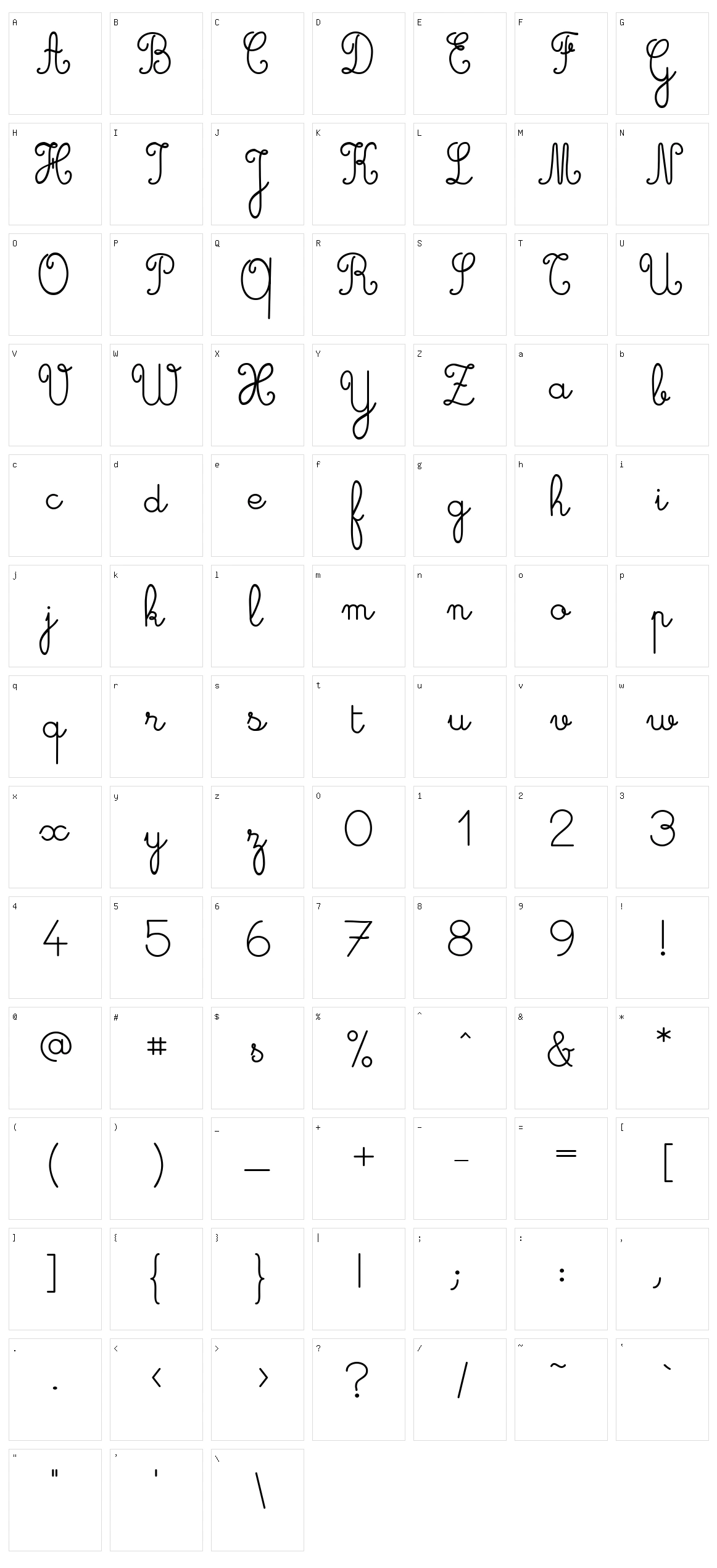 Cursive Character Set