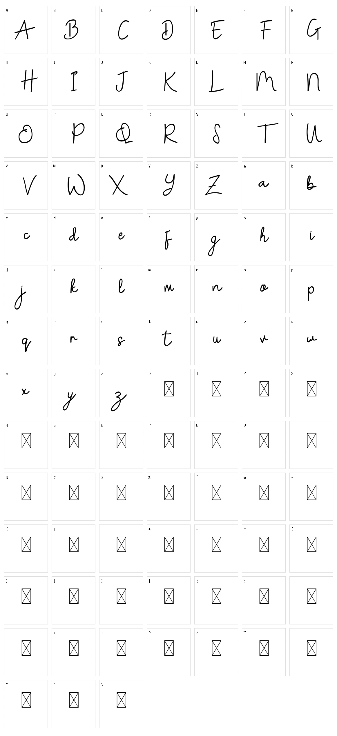 Donellia Character Set