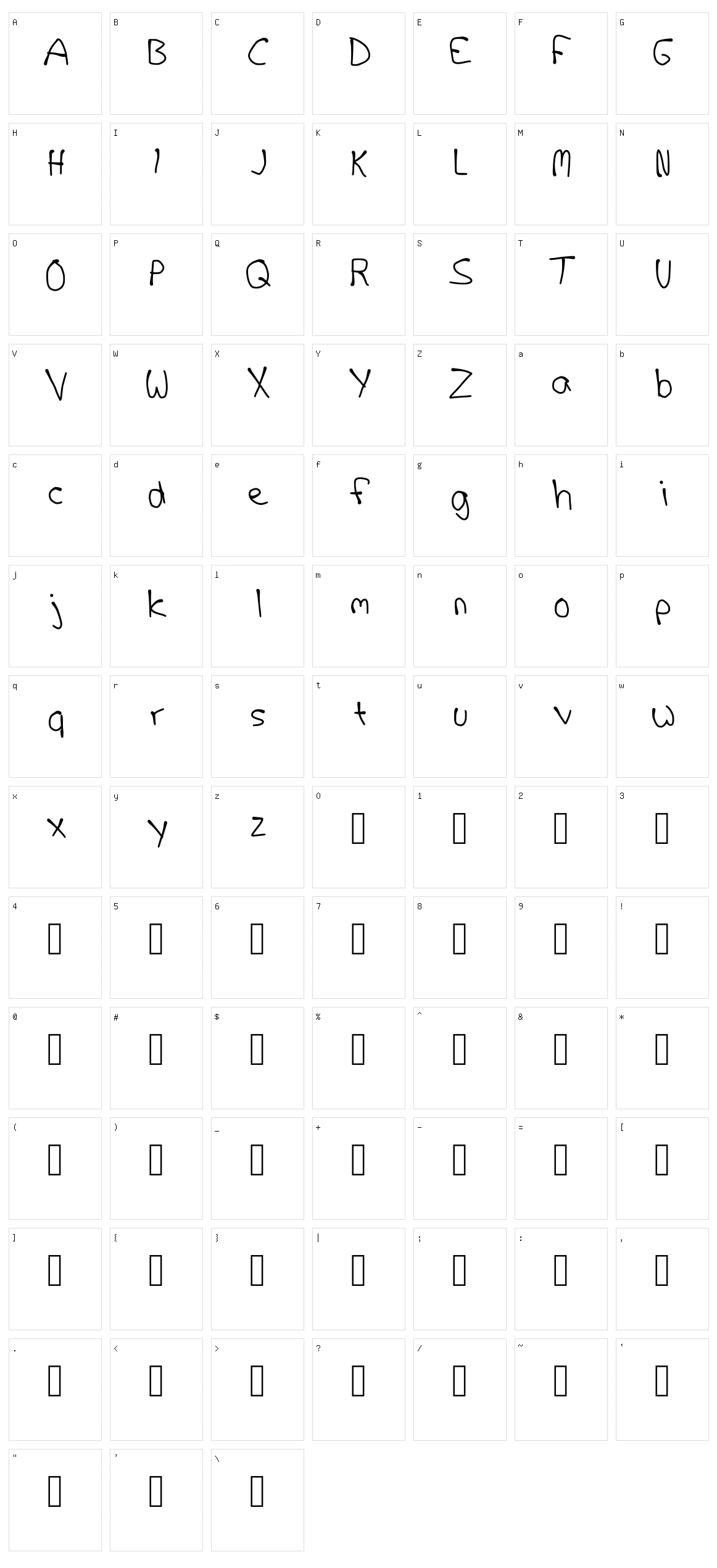 Eigen Handschrift Character Set
