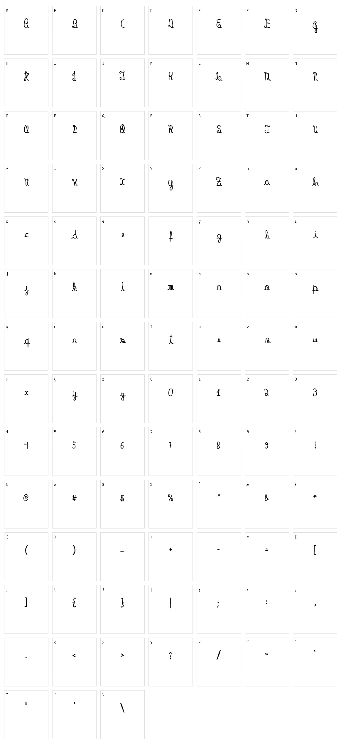 Handrey Sans Character Set