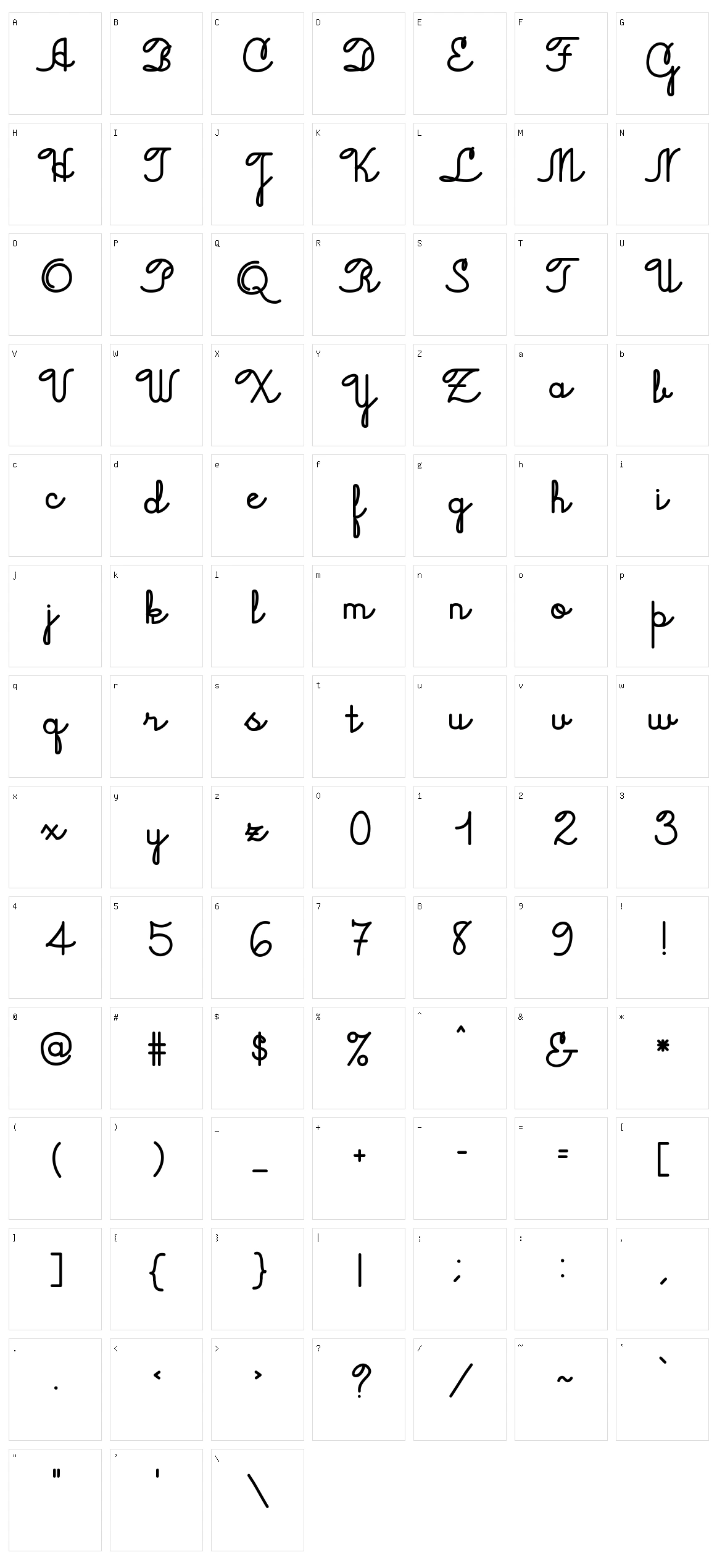Jacob Cursive Character Set
