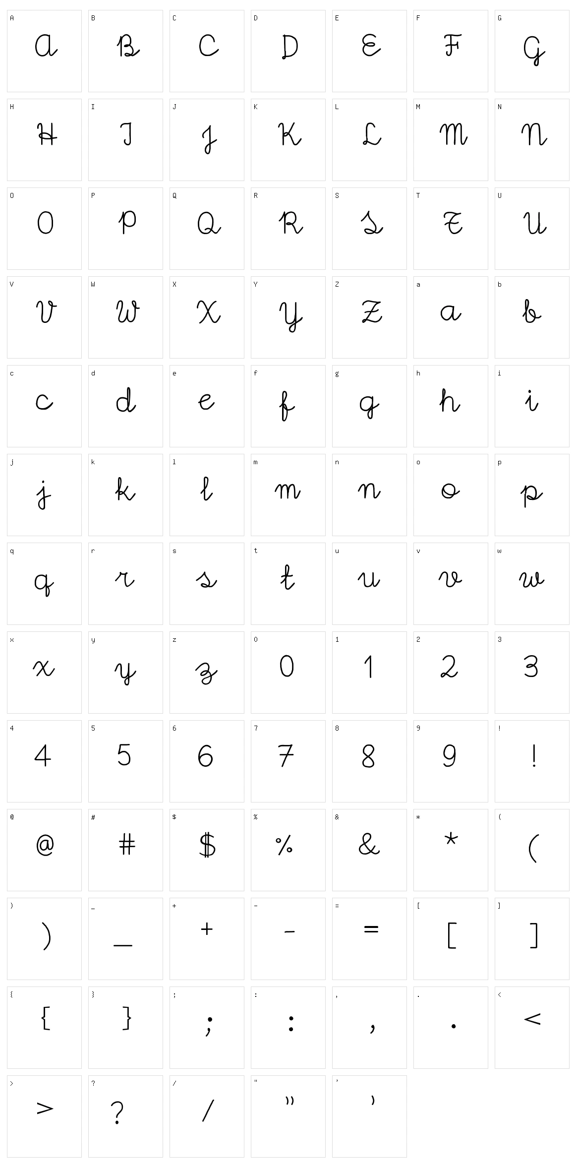 Josemima Character Set
