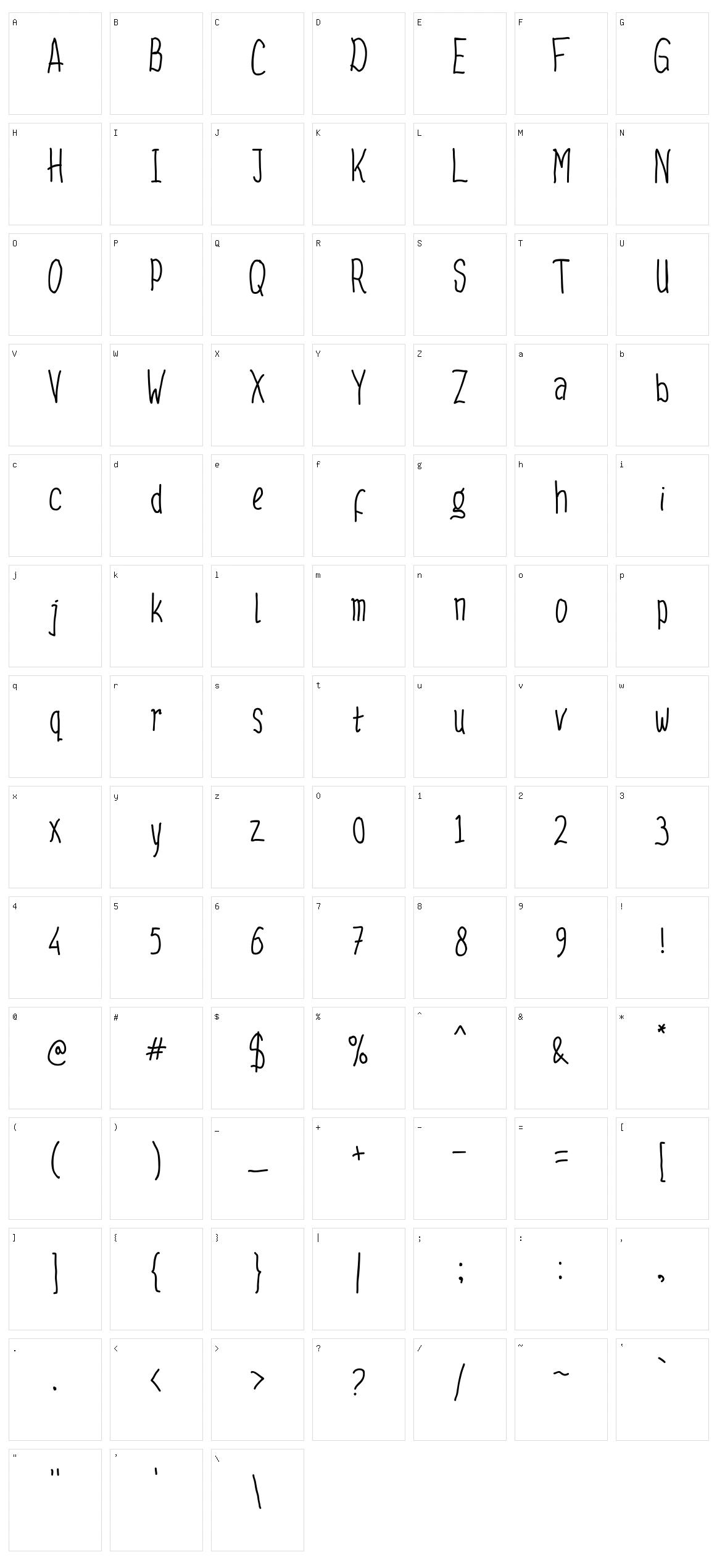 Kidtype Character Set