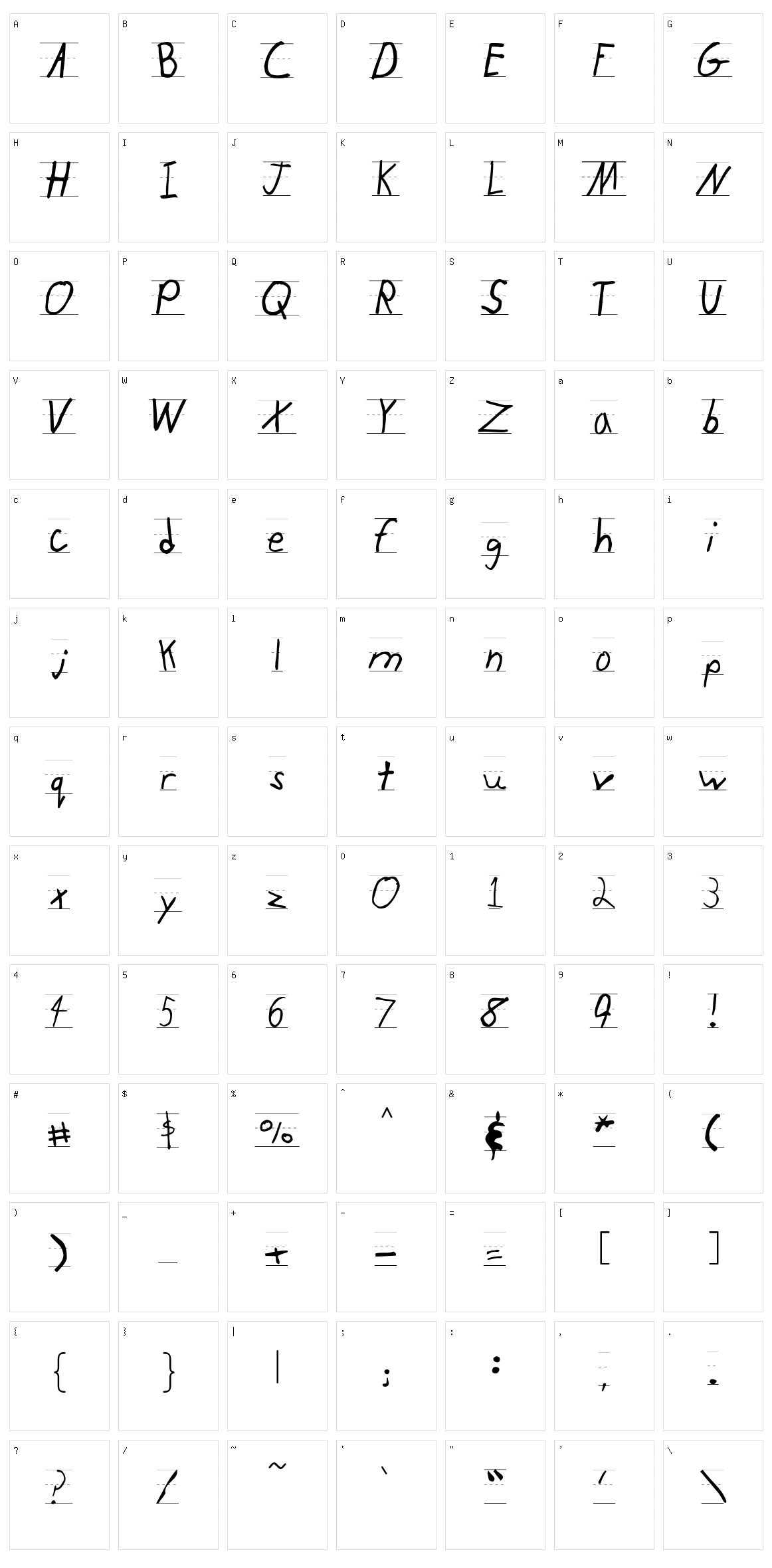 KidTYPERuled Character Set