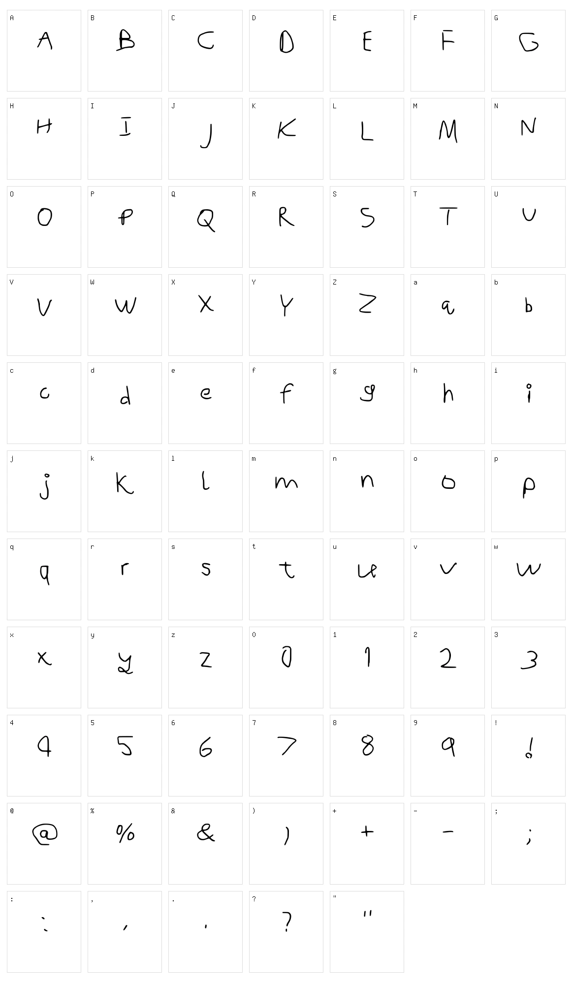 Little Kids Handwriting Character Set