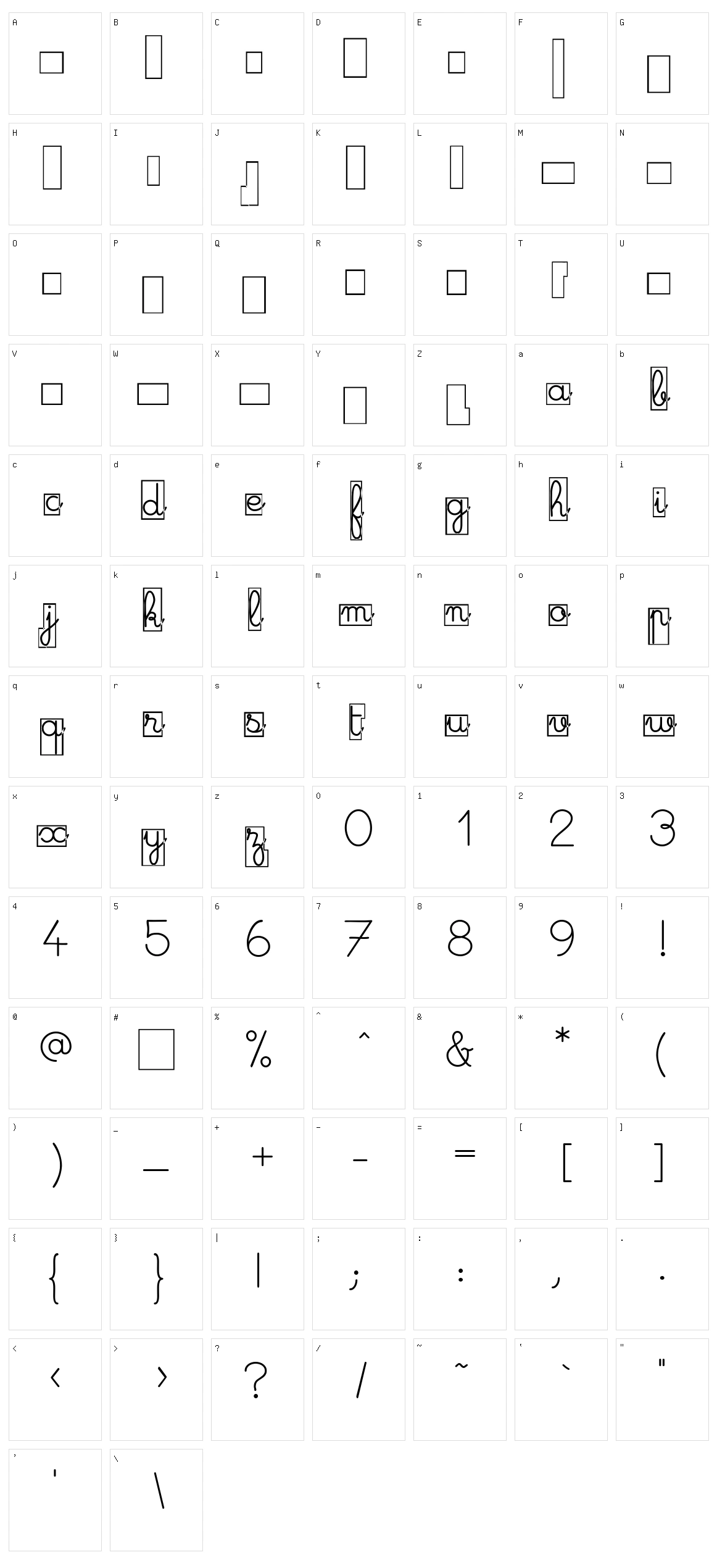 Maternellecolor Cursive Case Character Set