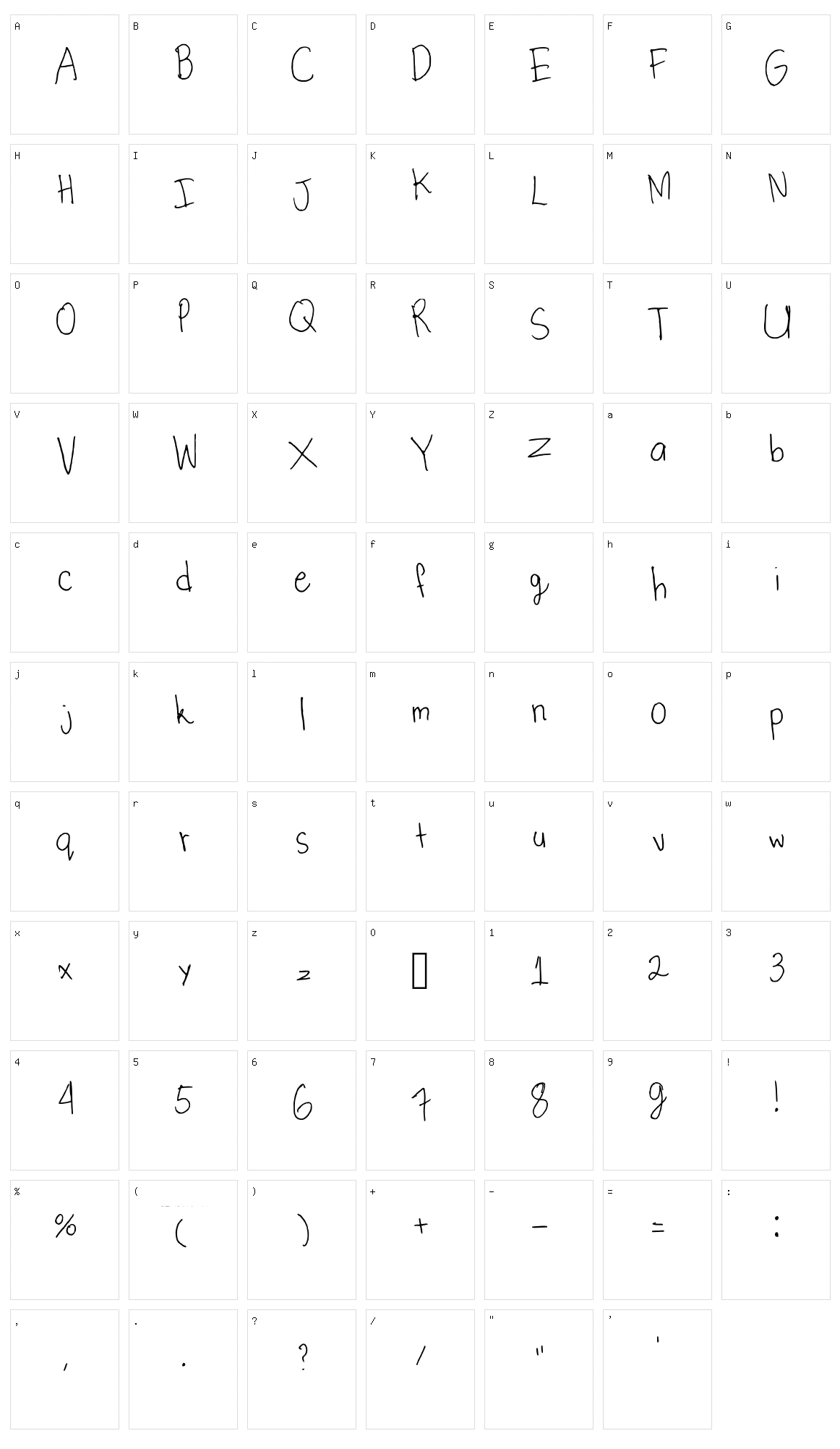 My Ugly Handwriting Character Set