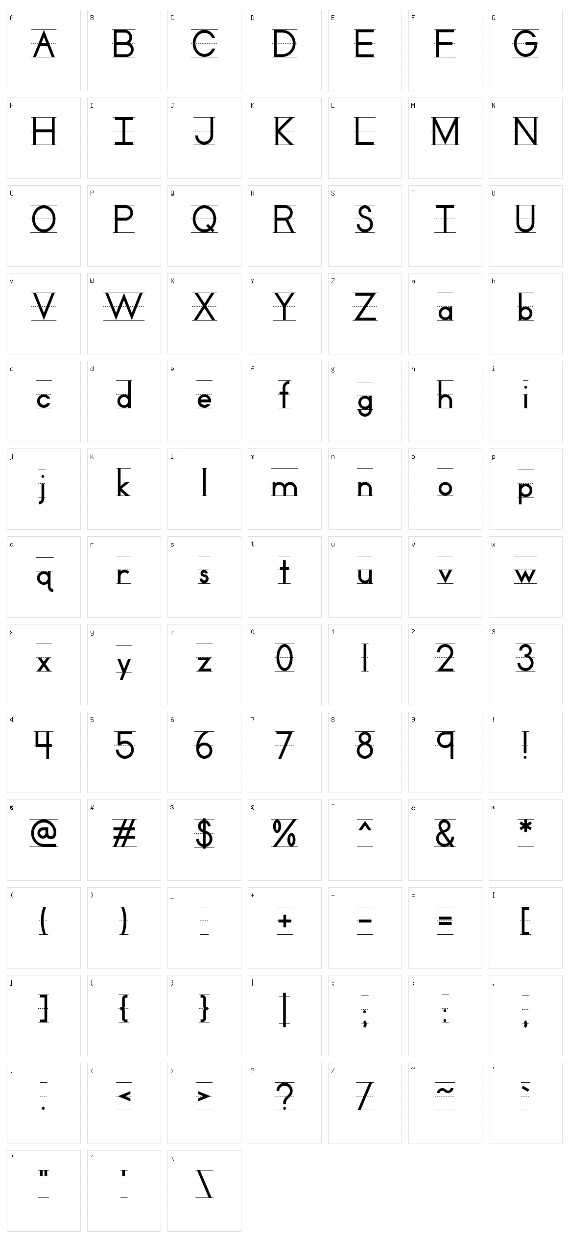 Penmanship Ledger Character Set