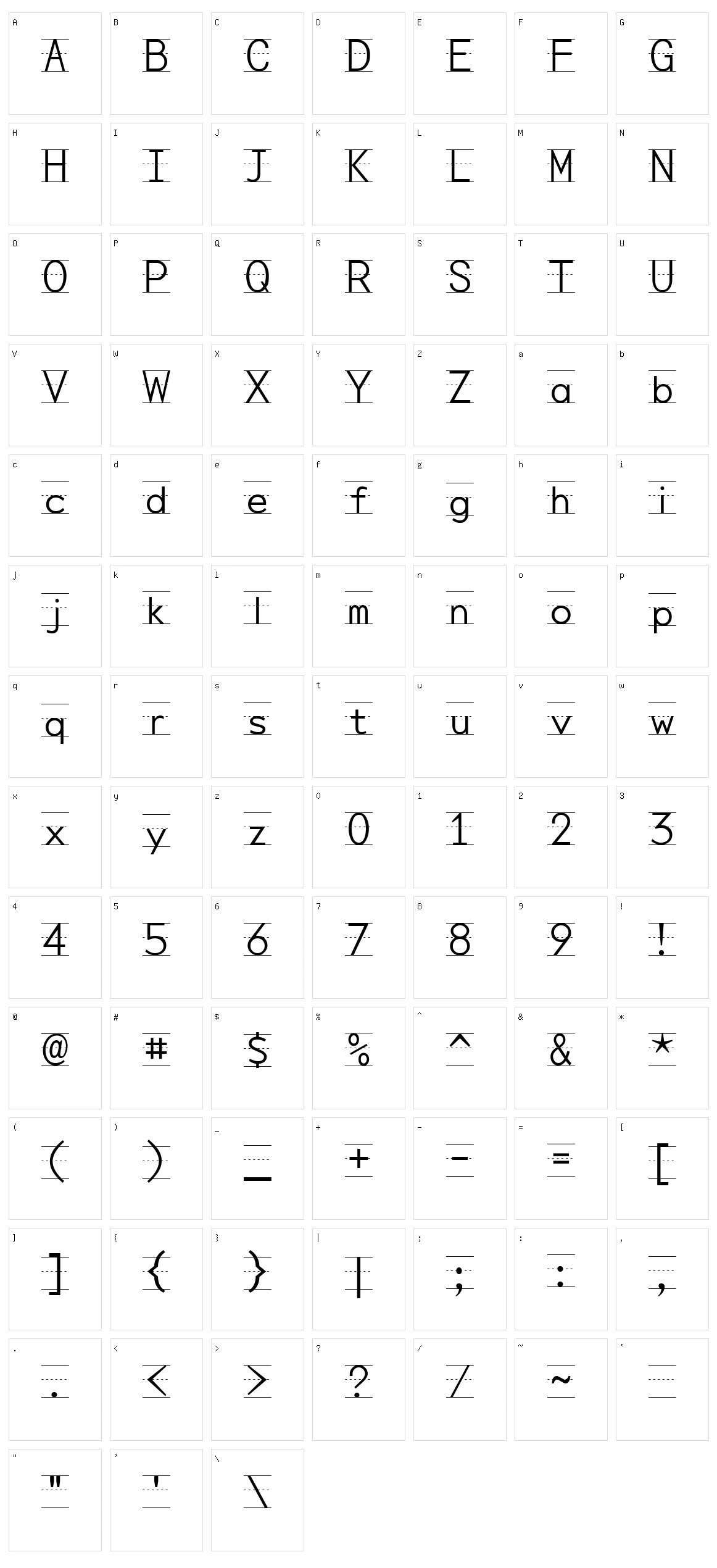 Penmanship Print Character Set