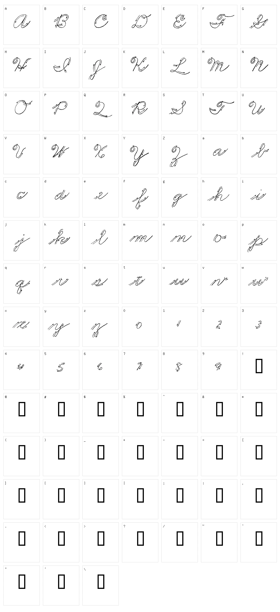 Premiers Mots Script Character Set