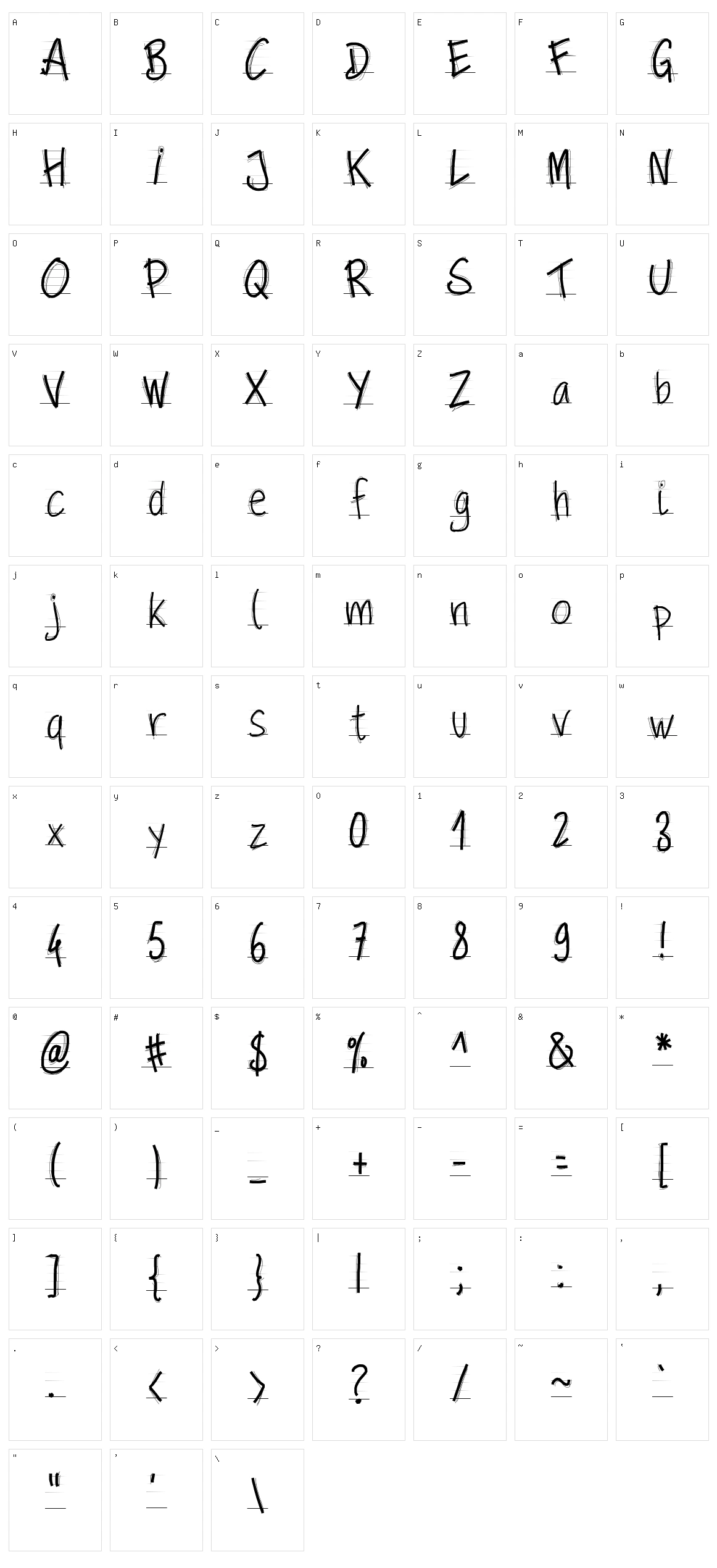 PW Scolarpaper Character Set