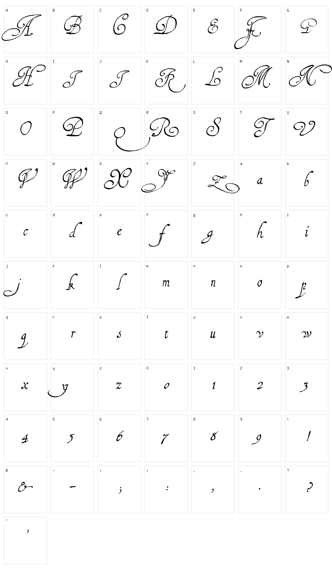 1610 Cancellaresca Character Set