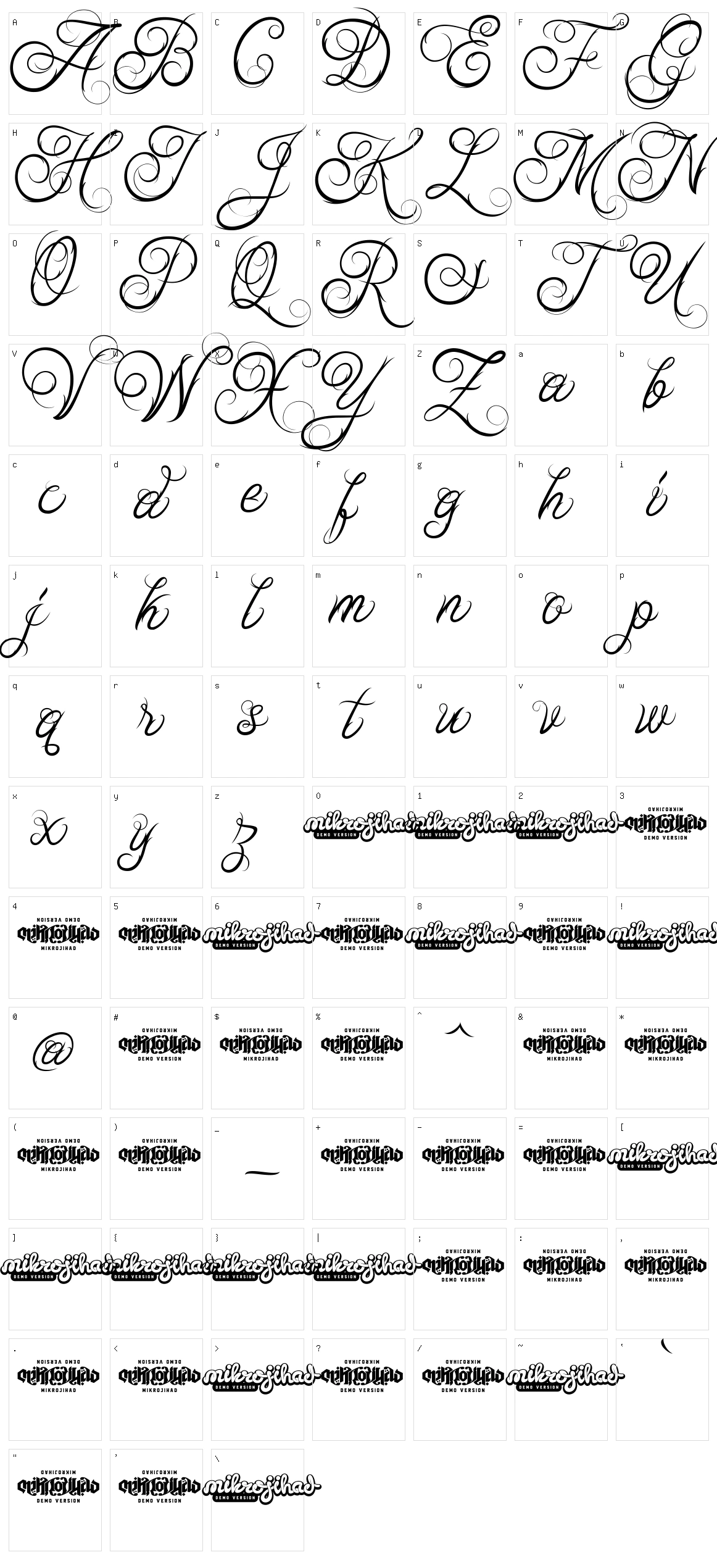 Ababil Script Character Set