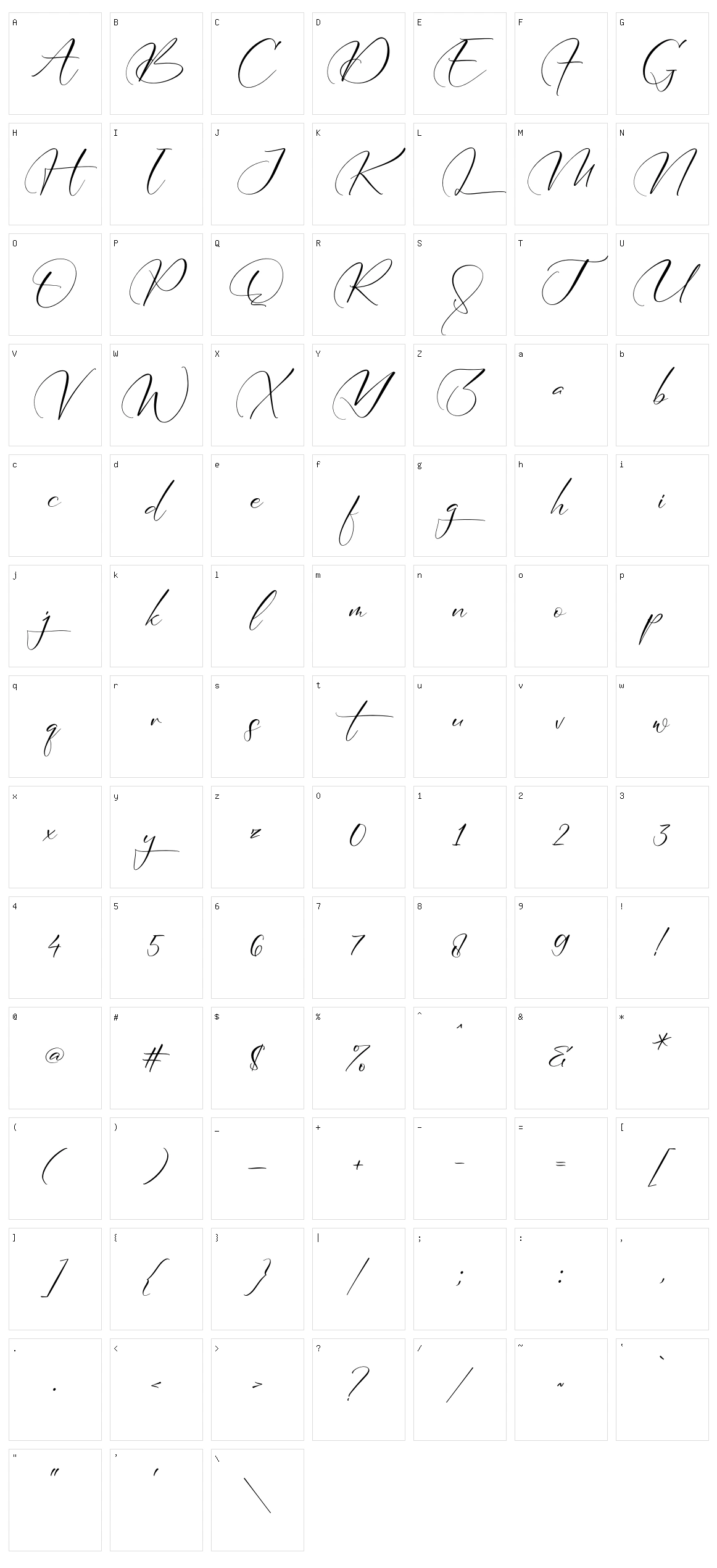 Adelinetha Charlote Character Set