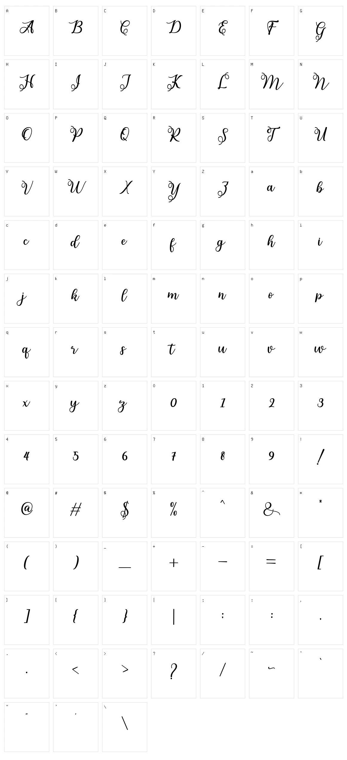 Adiline Character Set