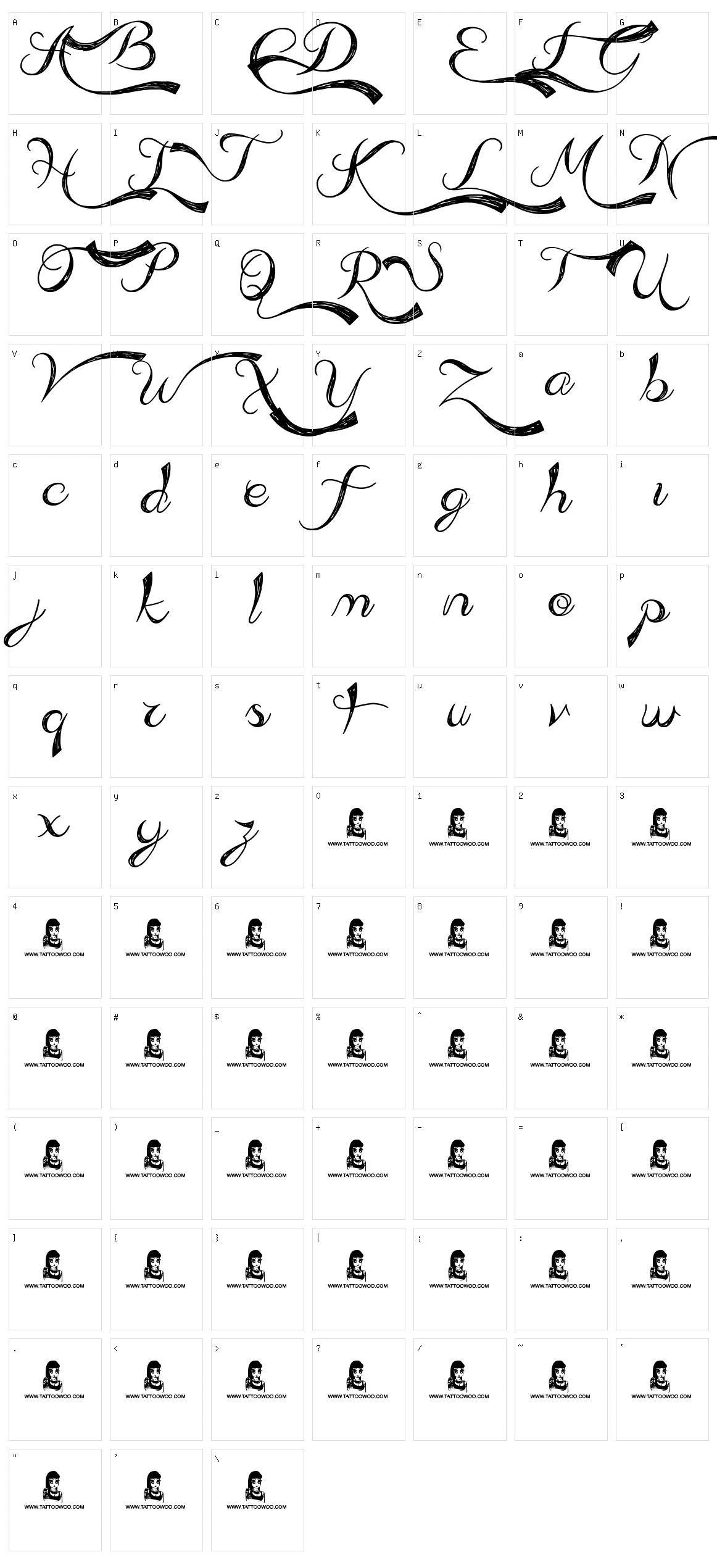 Admiration Pains Character Set