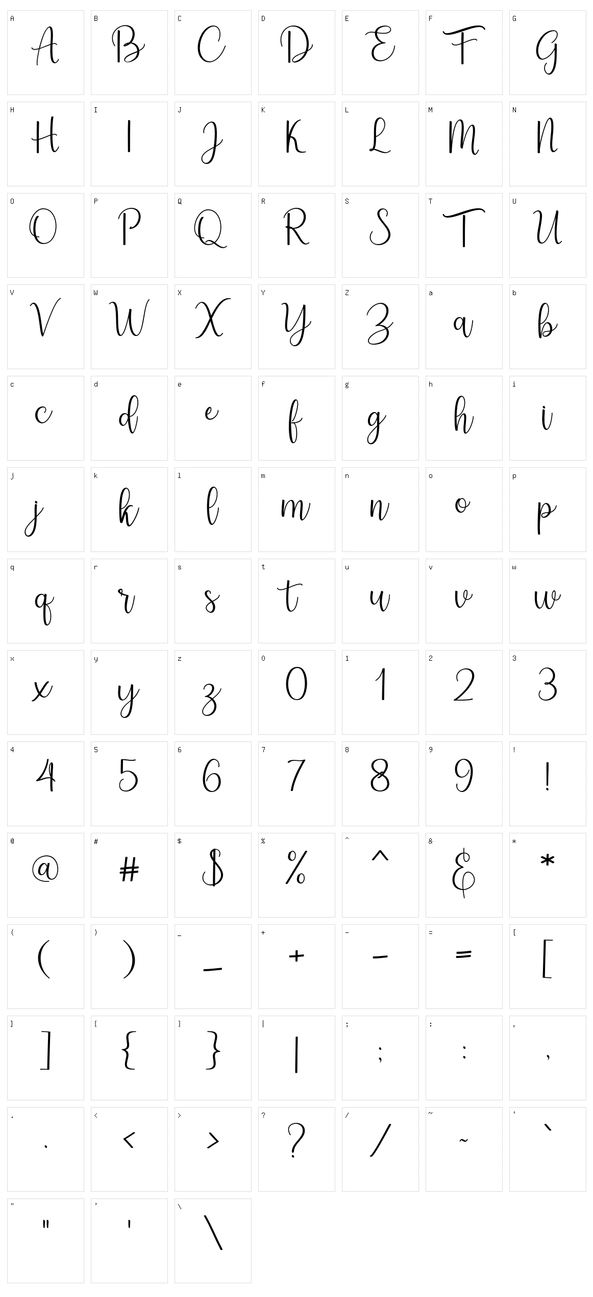 Aesthetic Script Character Set