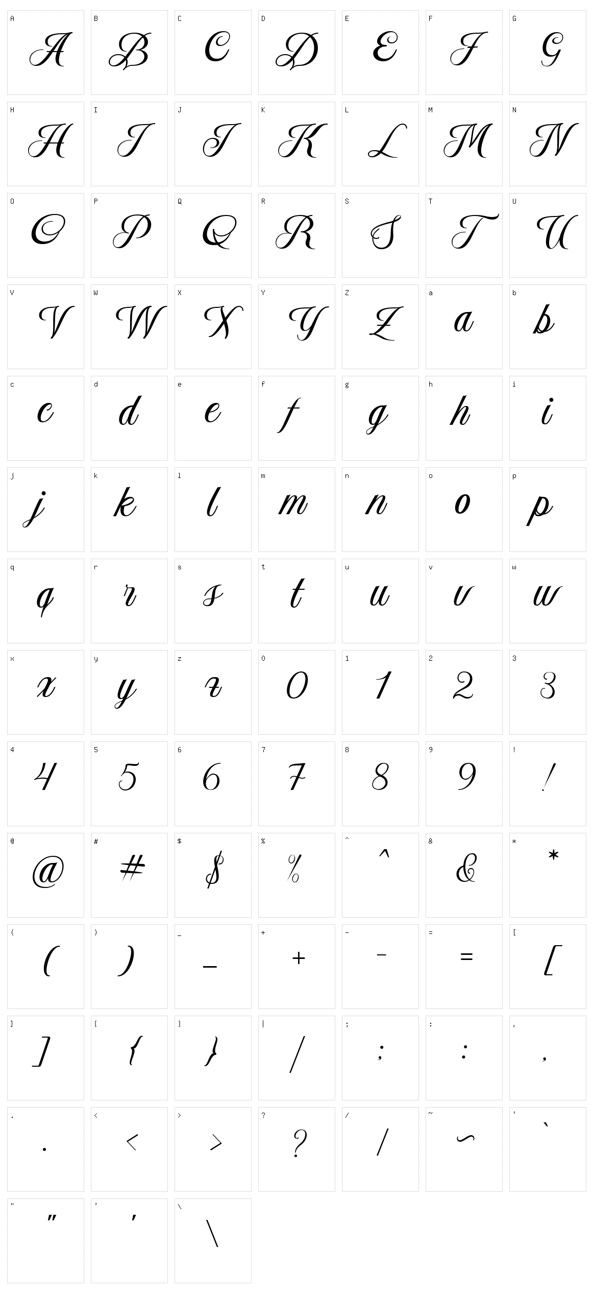Aetrina Script Character Set