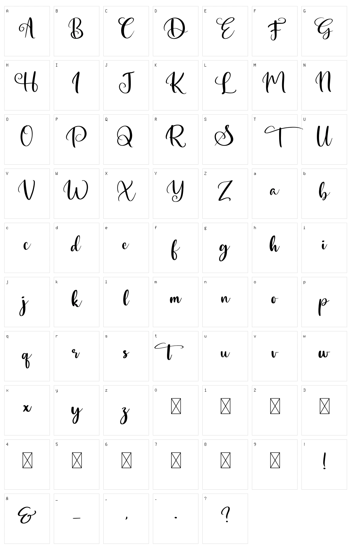Ageritta Character Set