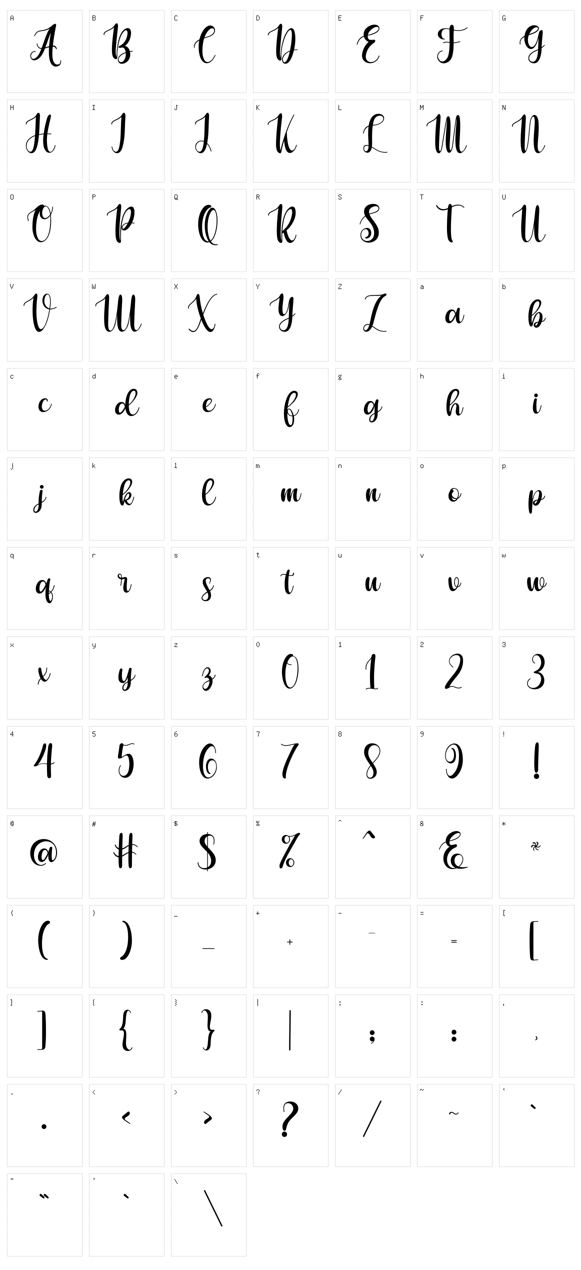 Agitha Character Set