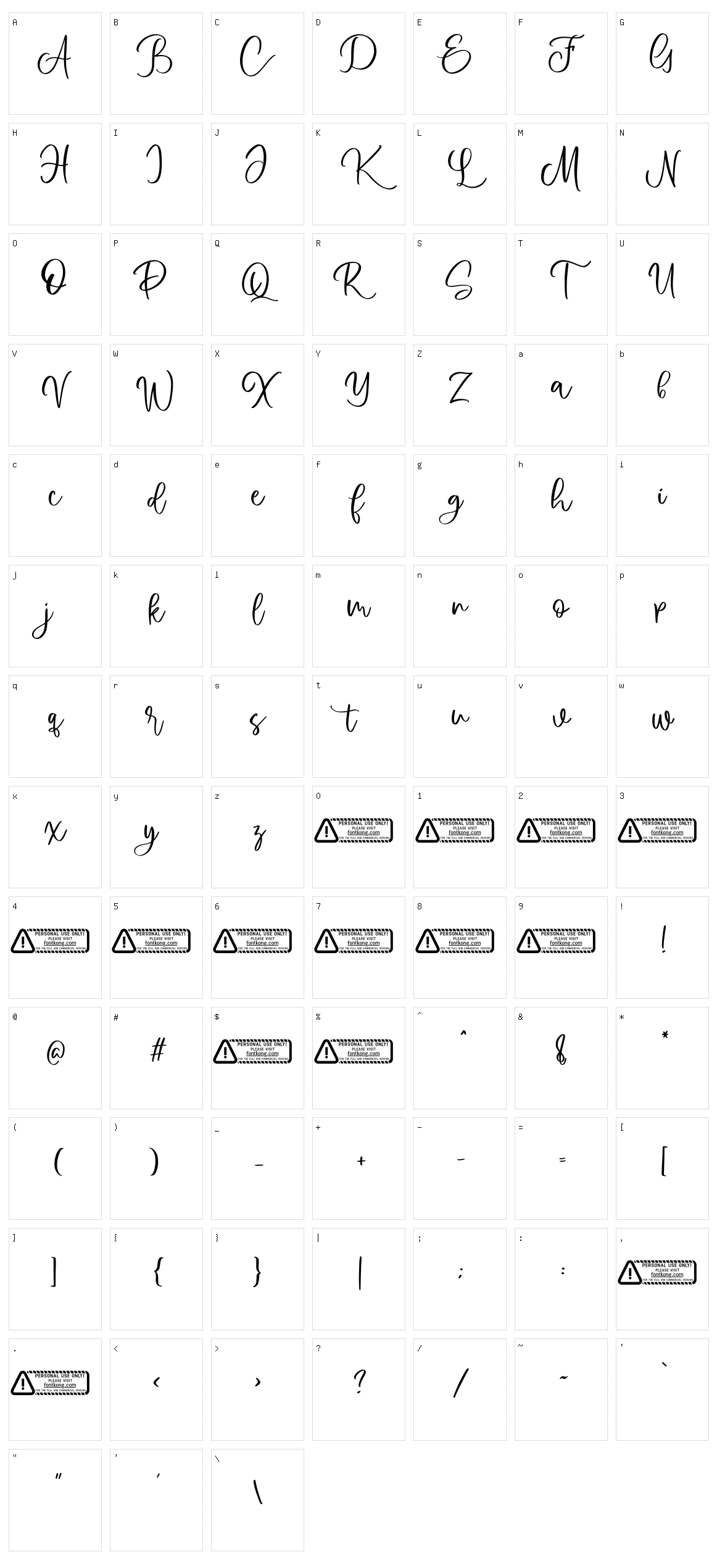 Agrinta Character Set