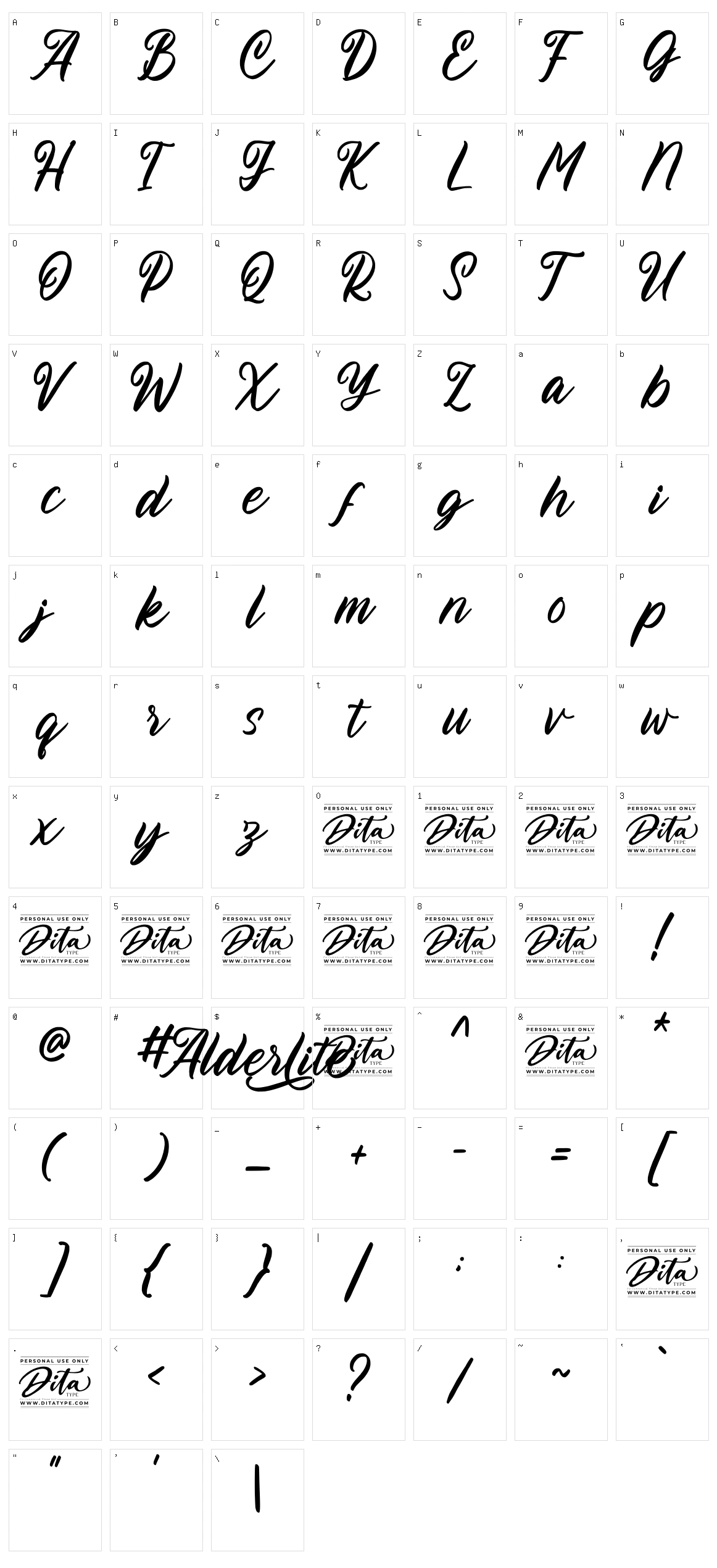 Alderlite Character Set