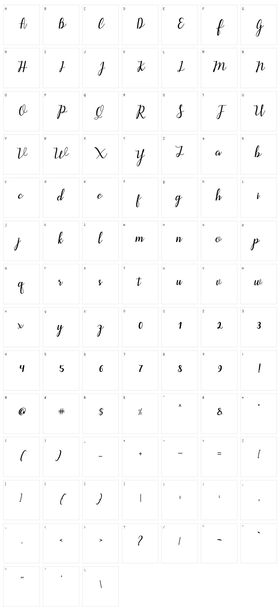 Aleria Script Character Set