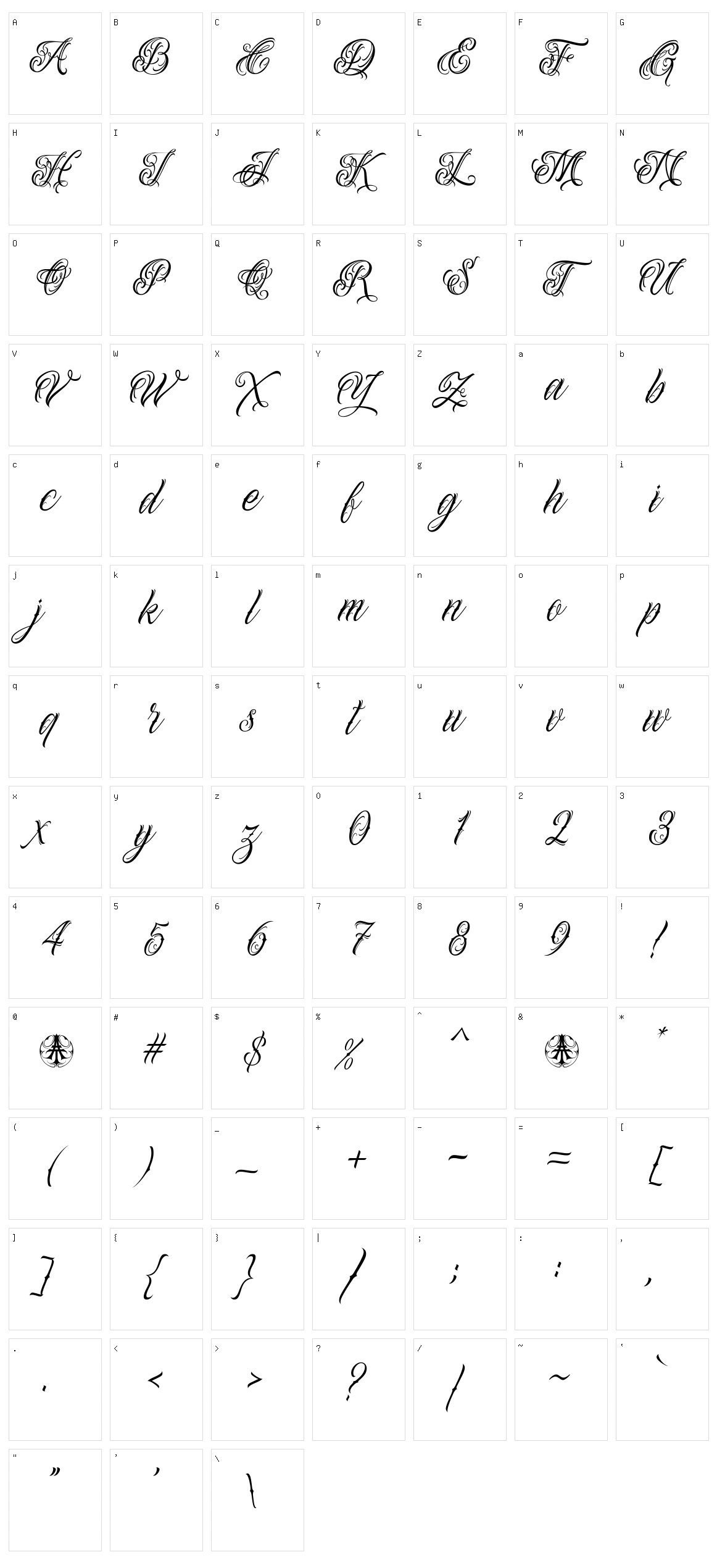 Alevattros Character Set