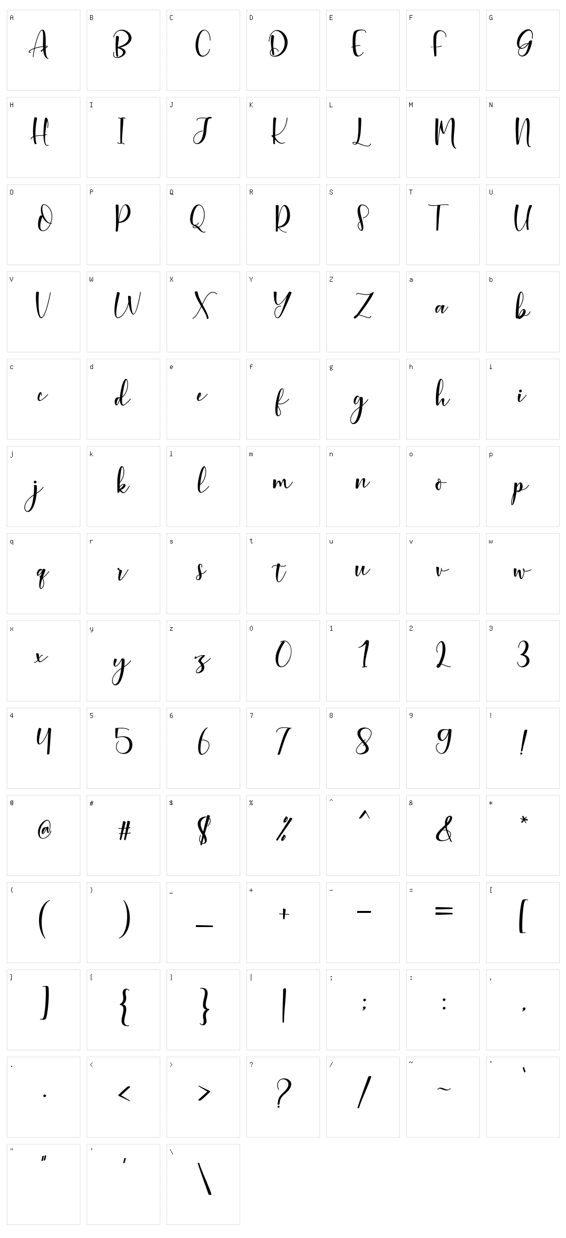 Aleysia Script Character Set