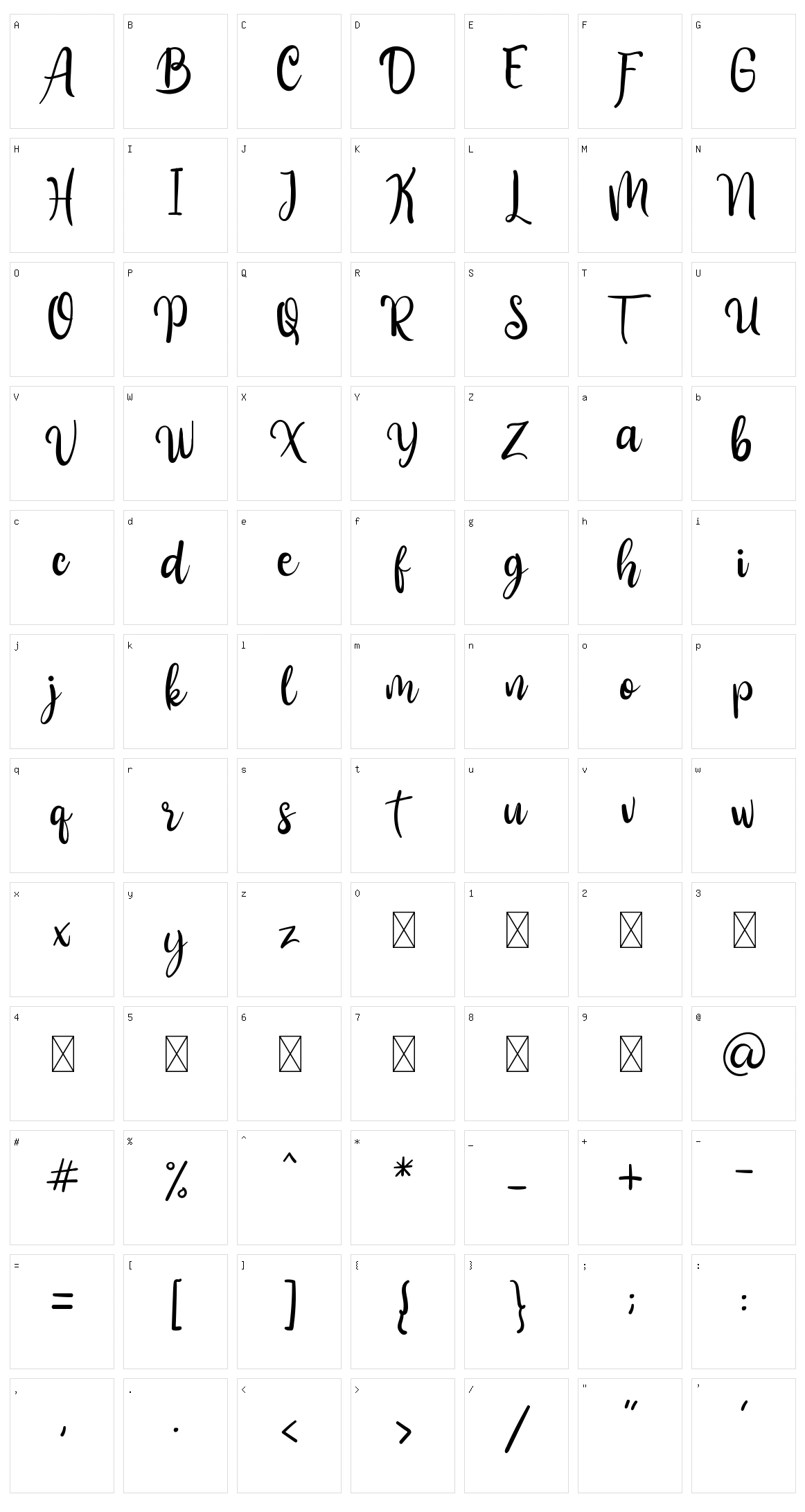 Aliandra Character Set