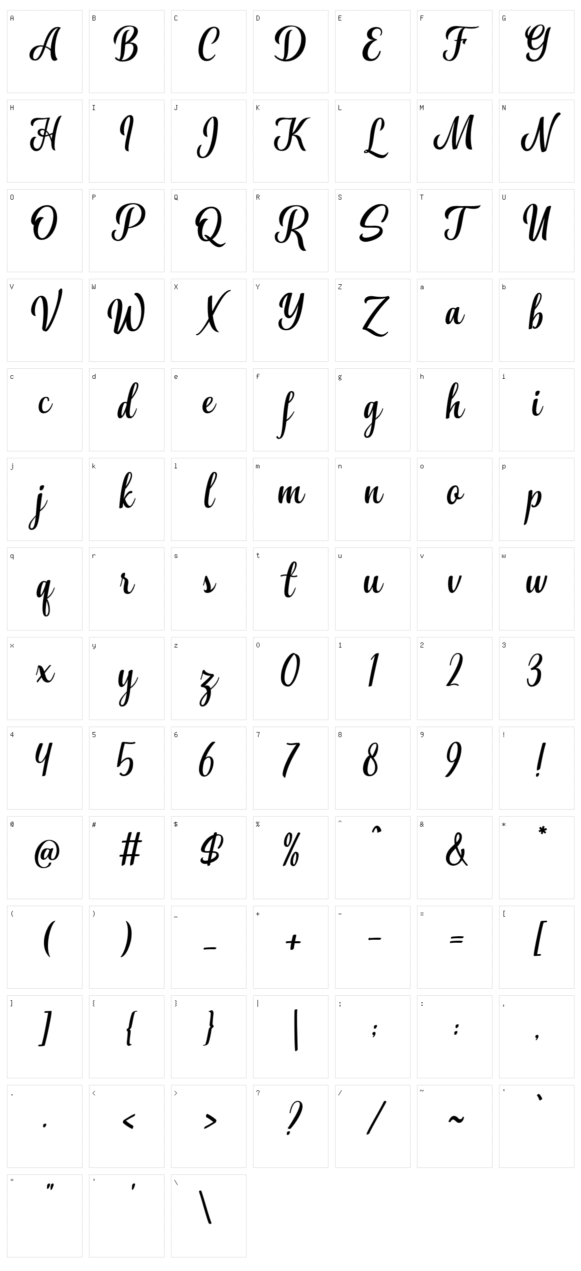 Aliffah Character Set