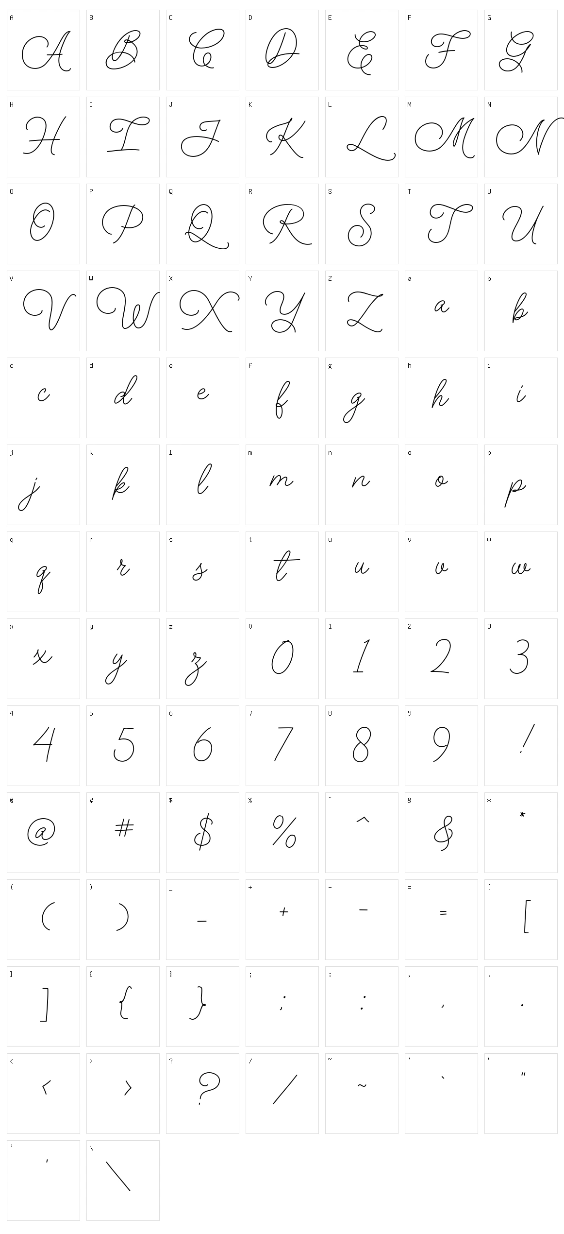 Alifia Character Set