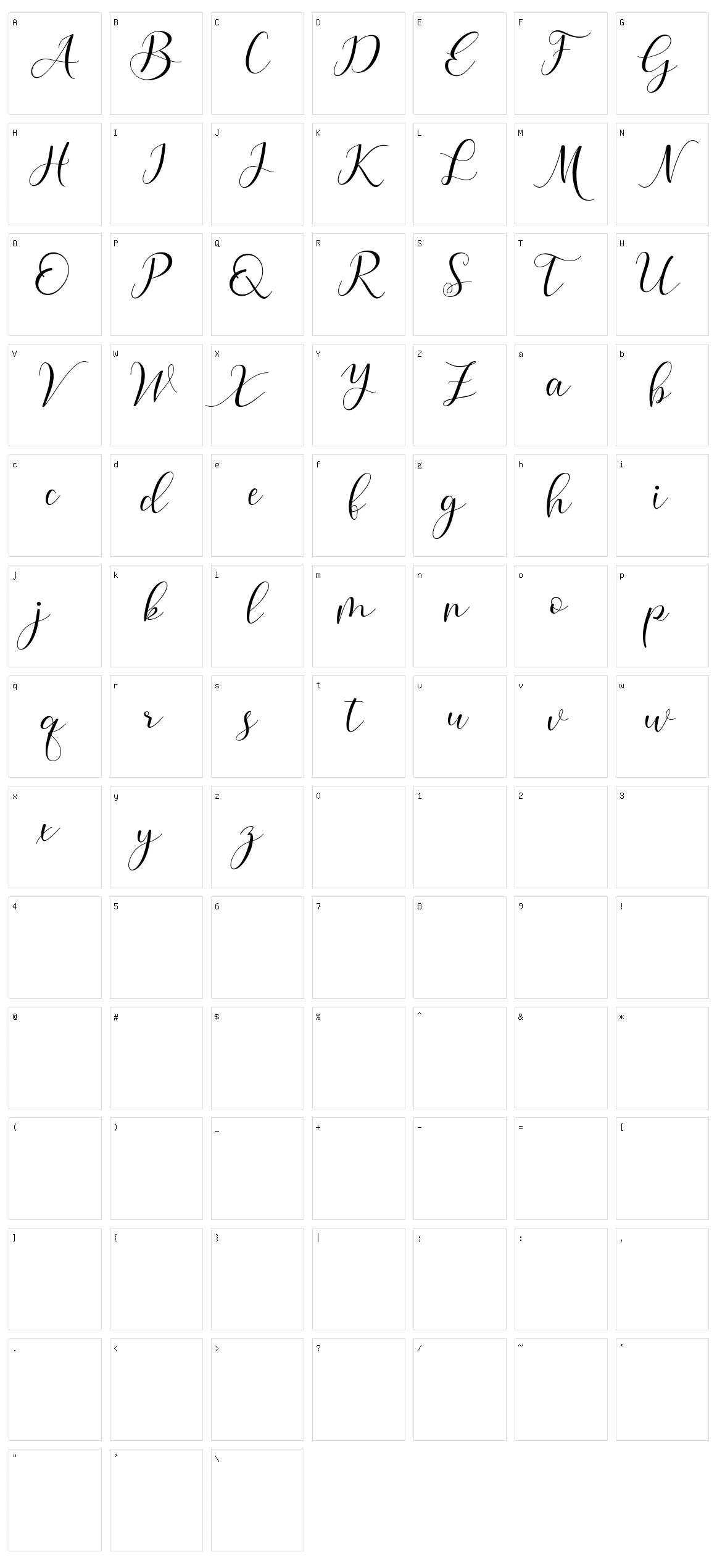 Aliyana Character Set